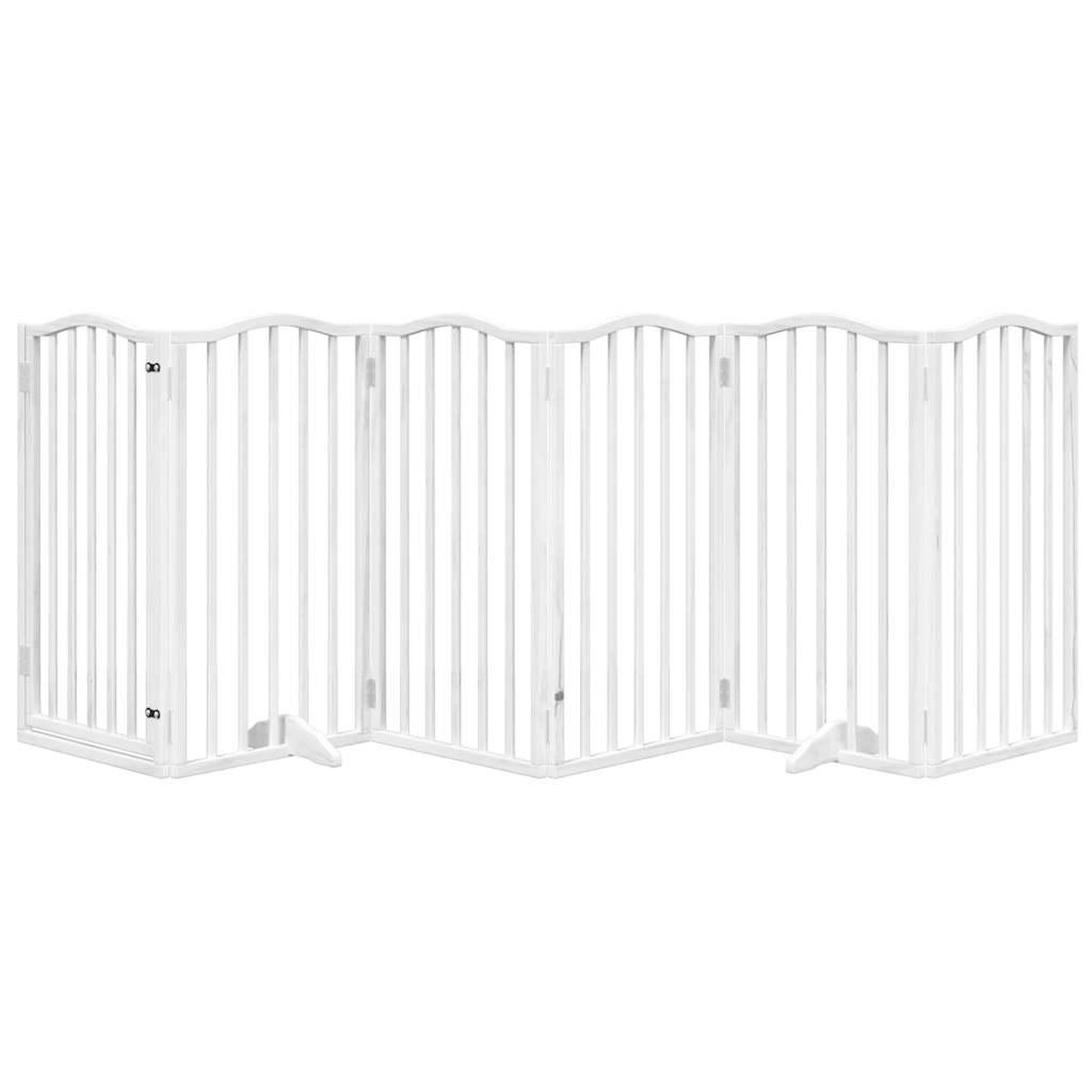 Voir la diapositive 3 : VIDAXL Barriere pour chiens et porte 6 panneaux blanc bois de peuplier