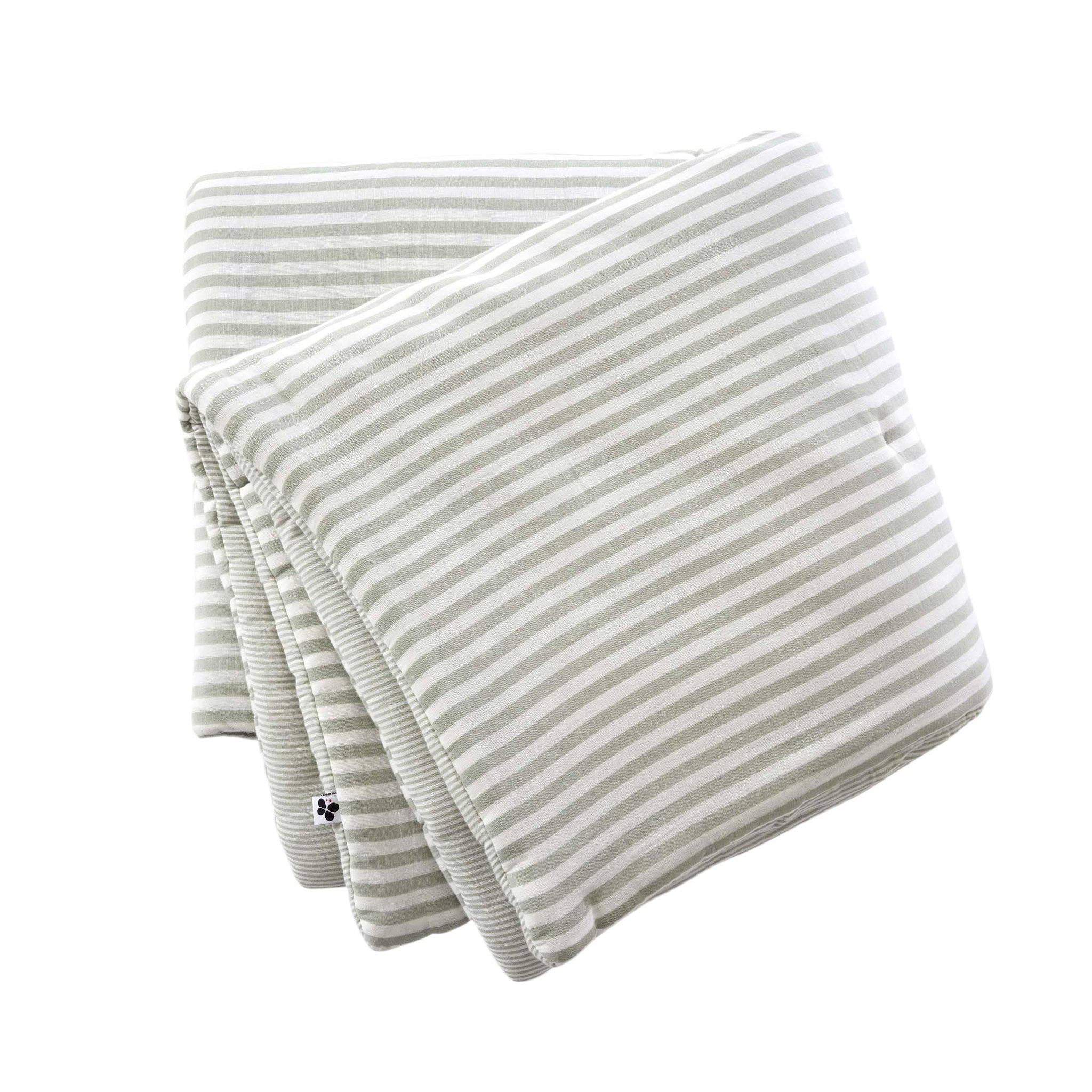 Eden Bout de lit 90 x 200 cm en gaze de coton romie a rayure. Coloris disponibles : Vert, Orange