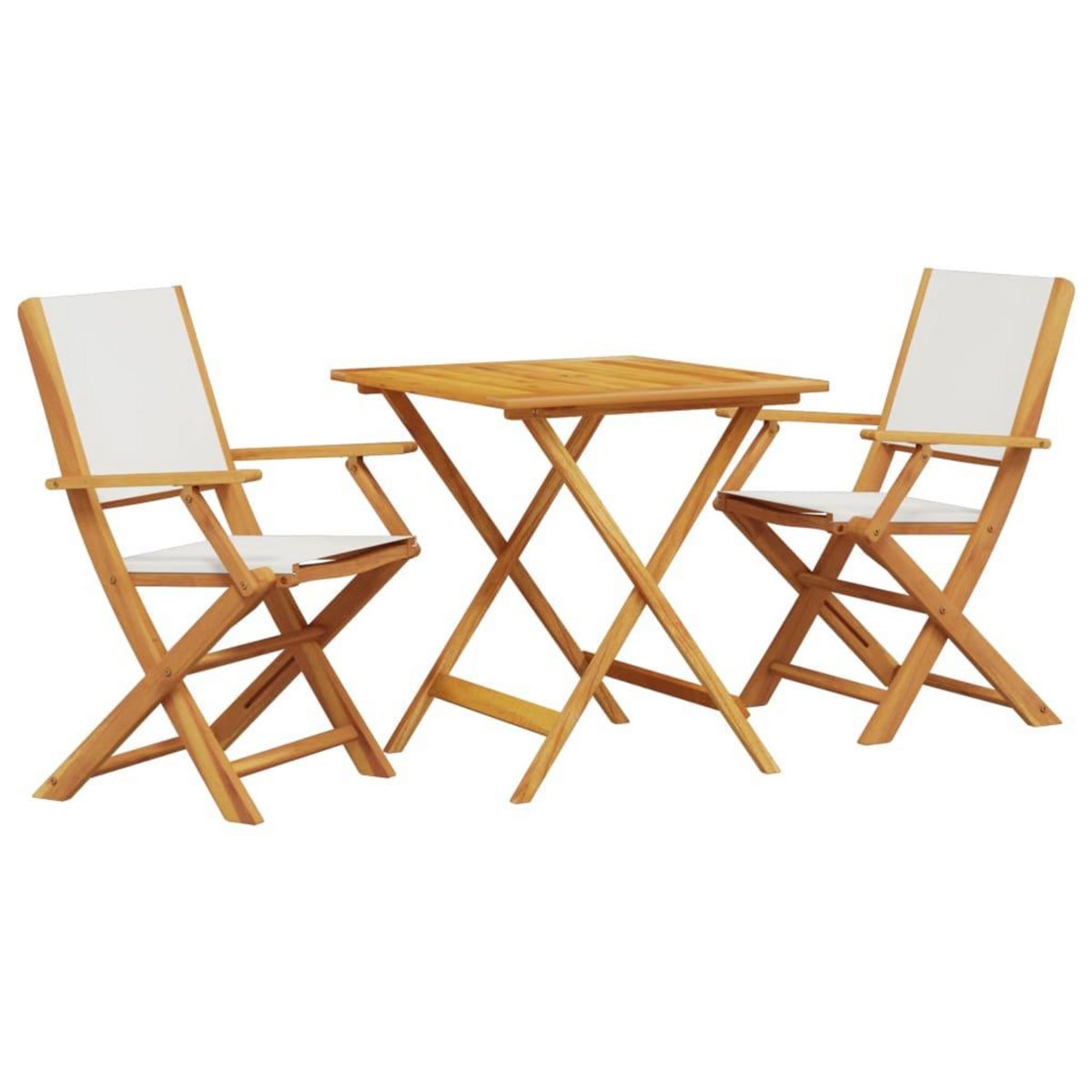 VIDAXL Ensemble de bistro 3 pcs blanc creme tissu et bois massif