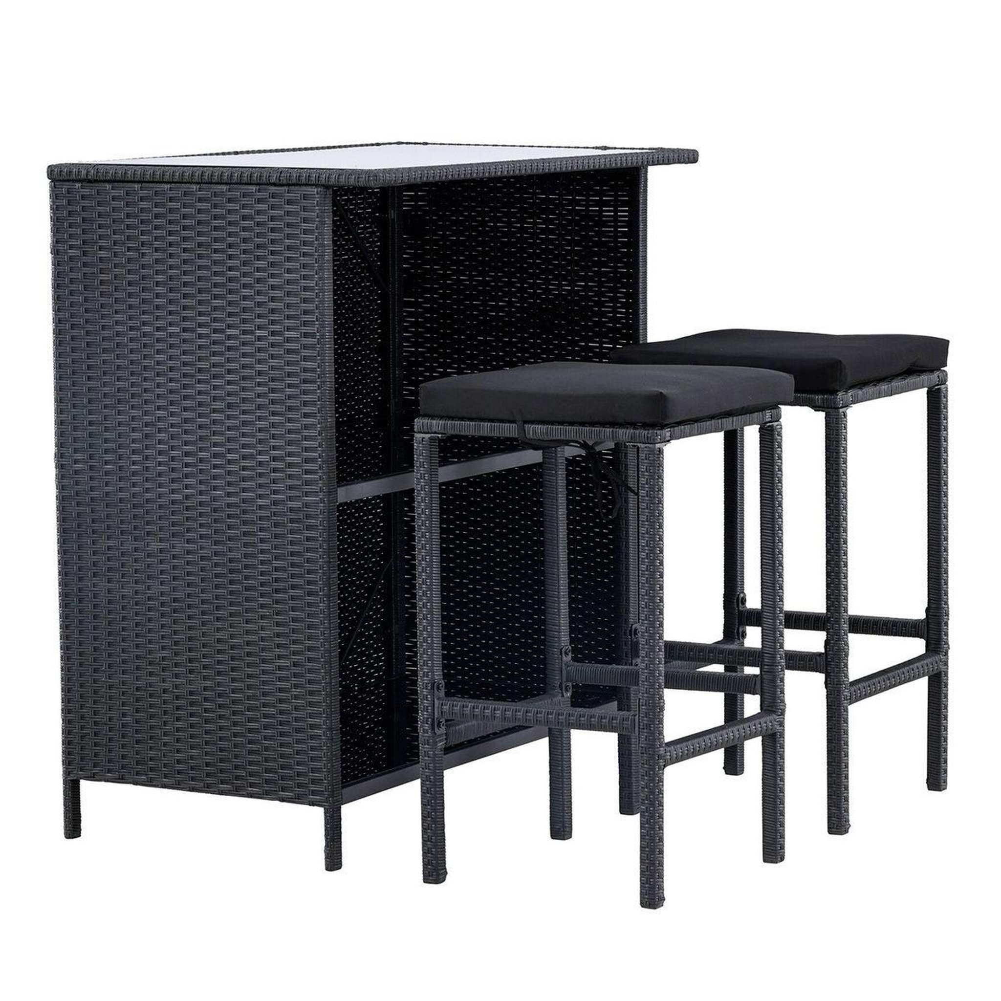 Paris Prix Ensemble Table de Bar de Jardin & 2 Tabourets  Knock  105cm Noir
