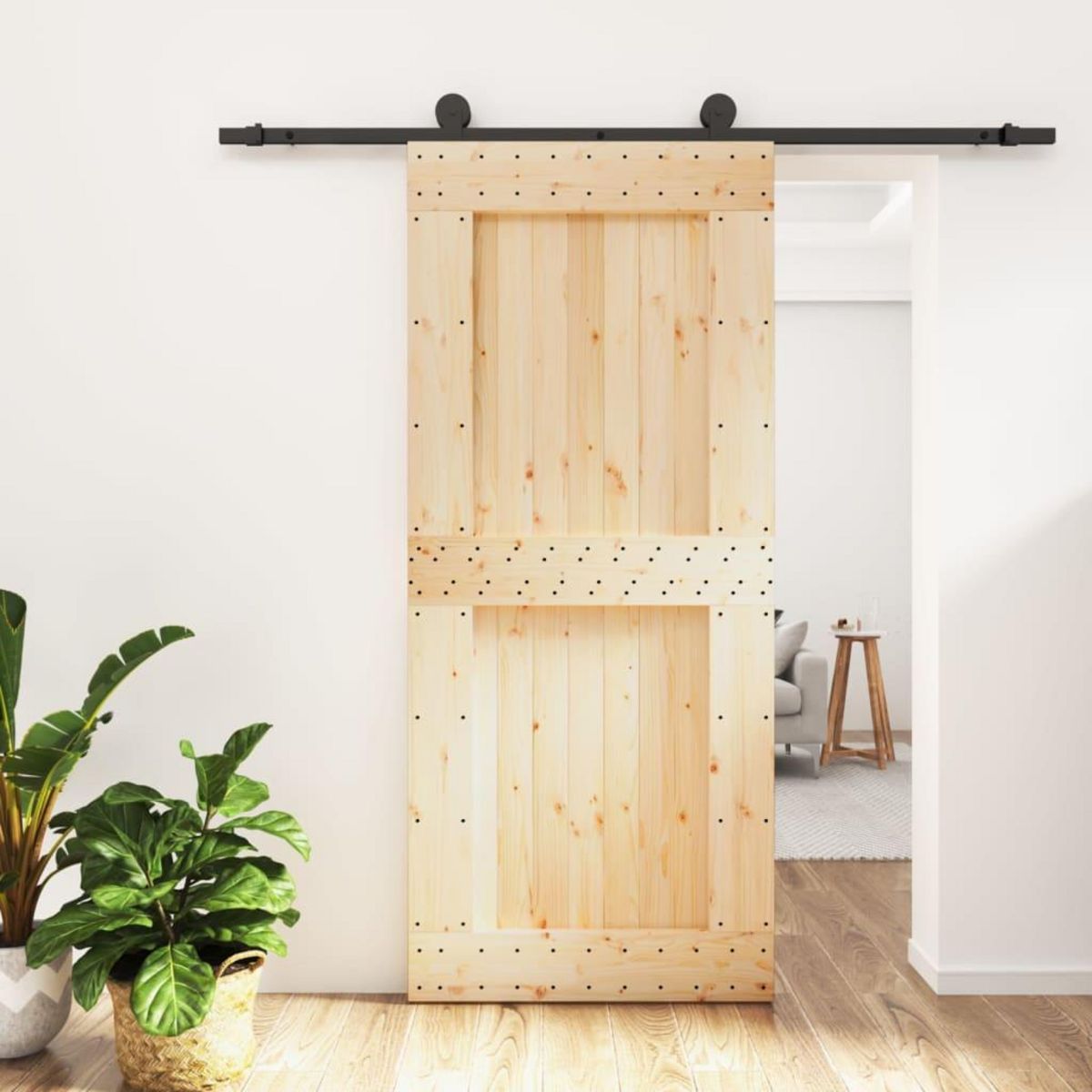 VIDAXL Porte coulissante et kit de quincaillerie 90x210 cm pin massif