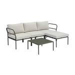 SWEEEK Salon de jardin modulable aluminium kaki et tissu beige 4 places - Arcadia