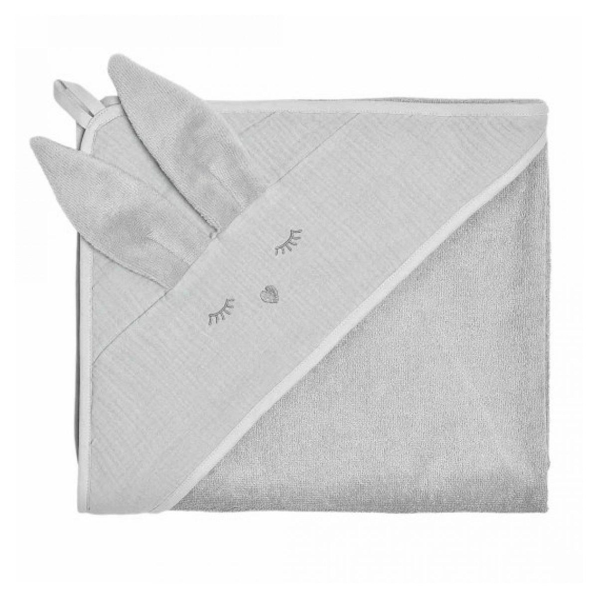 SEVIRA KIDS Cape de bain en bambou et gaze de coton, Lapin - Gris