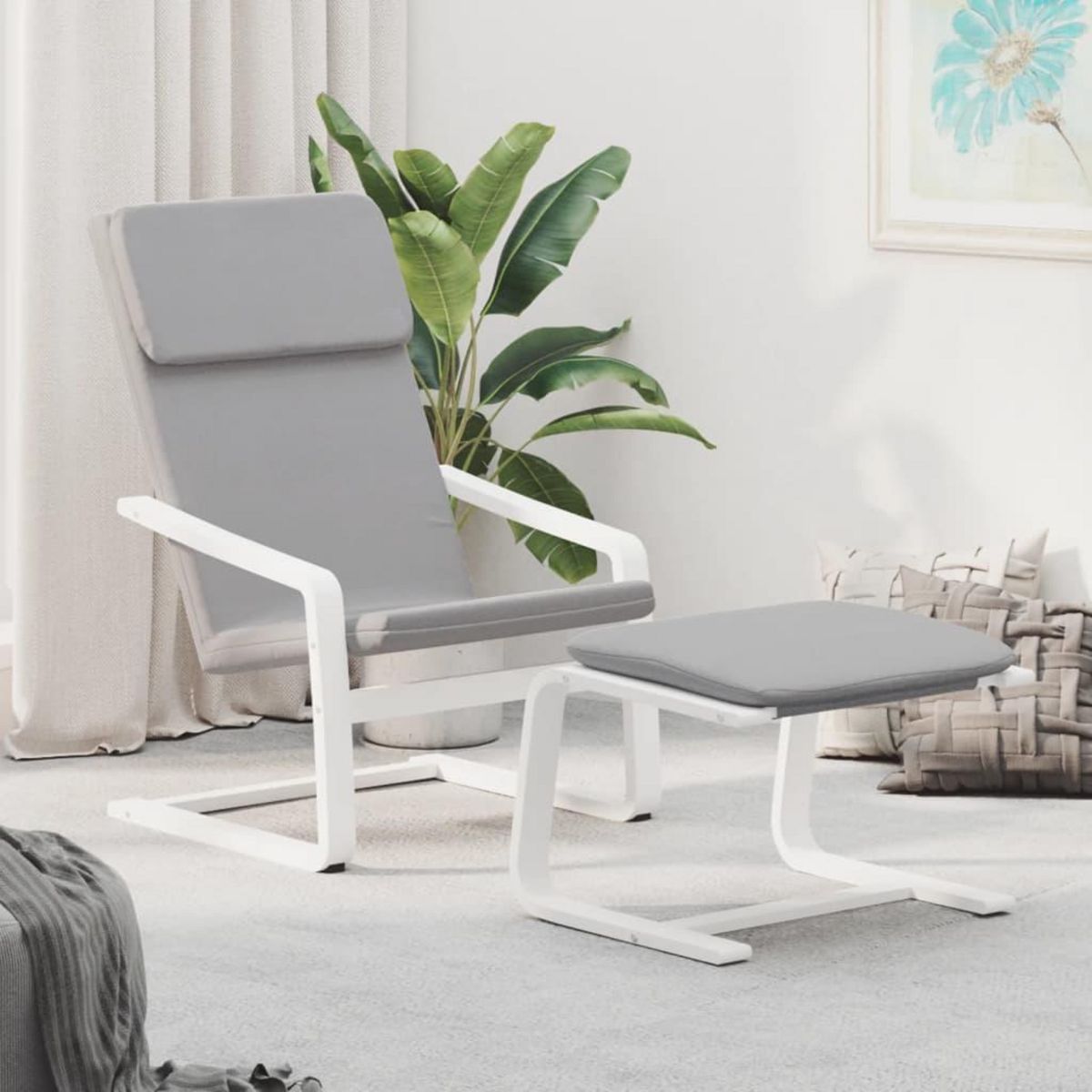 VIDAXL Chaise de relaxation avec repose-pied Gris clair Tissu