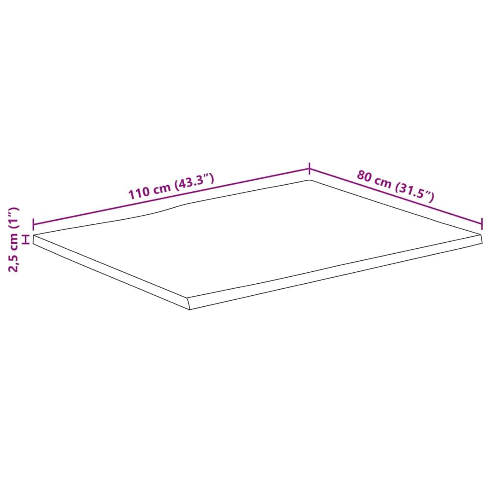 Voir la diapositive 6 : VIDAXL Dessus de table 110x80x2,5 cm bord vivant bois massif manguier