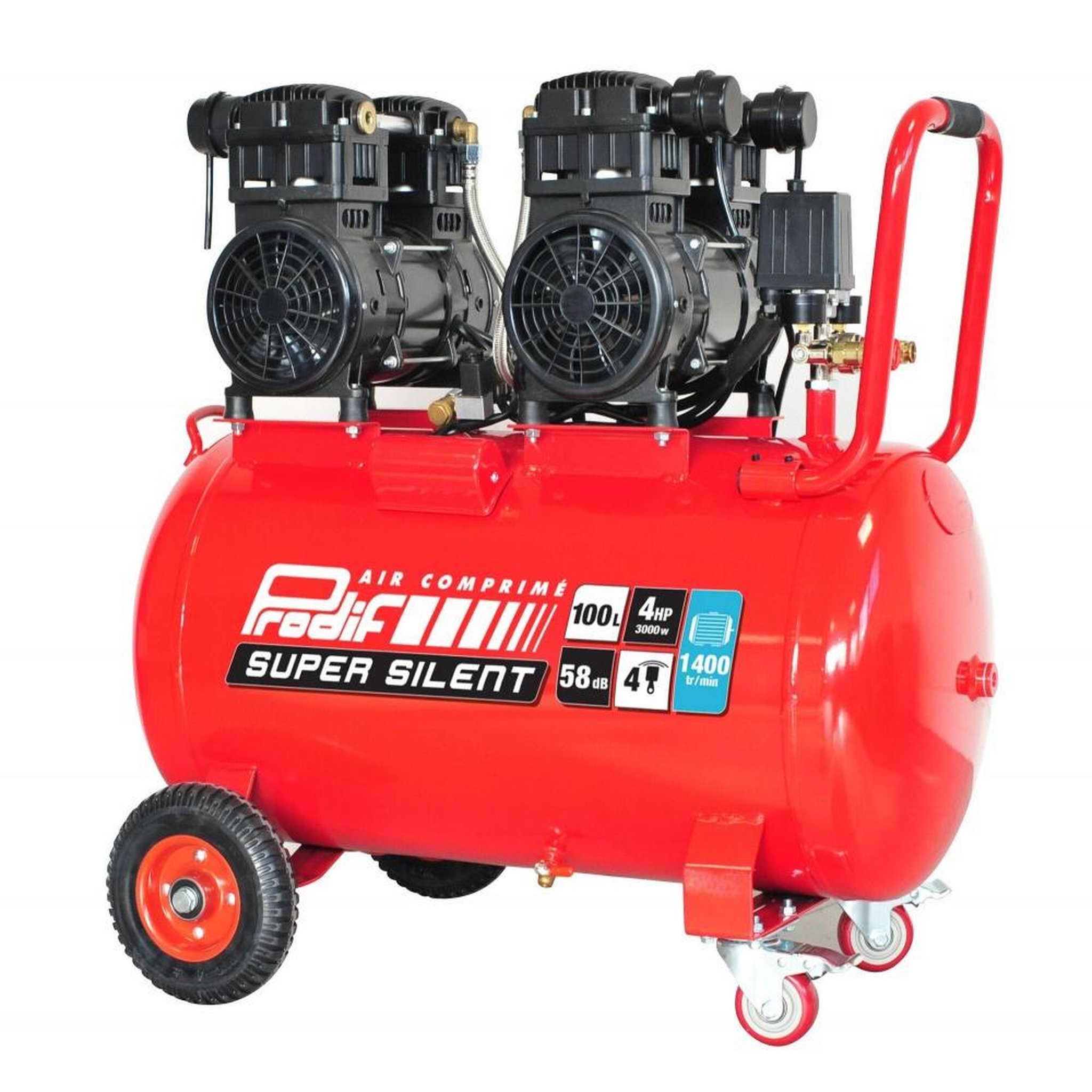 PRODIF Compresseur 100L 4CV 8 bars silencieux sans huile SIL1004 PRODIF