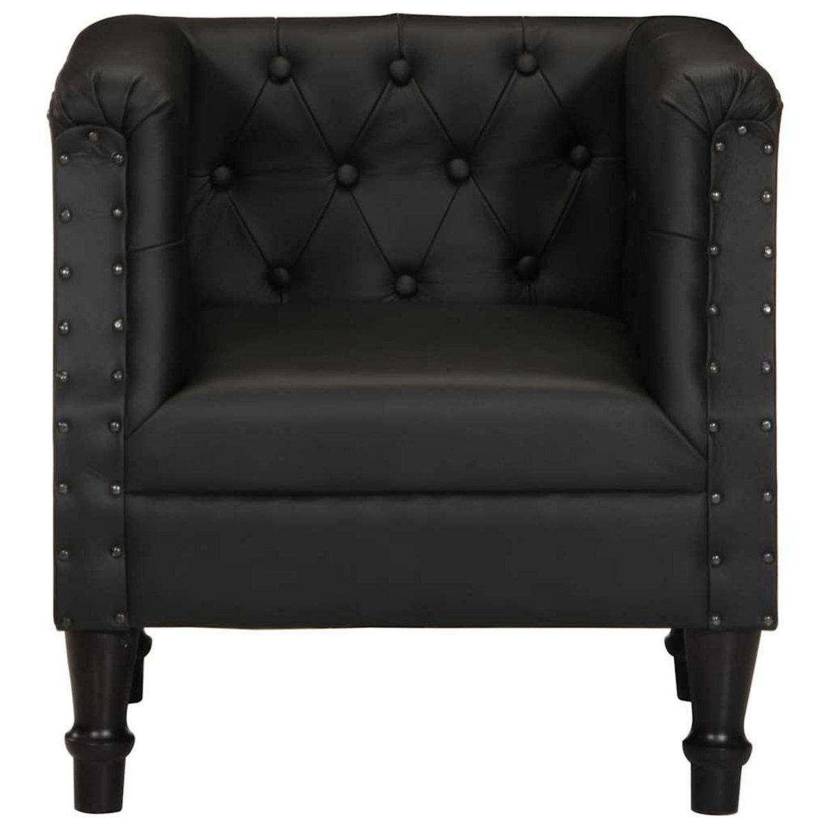 VIDAXL Fauteuil Noir Cuir veritable