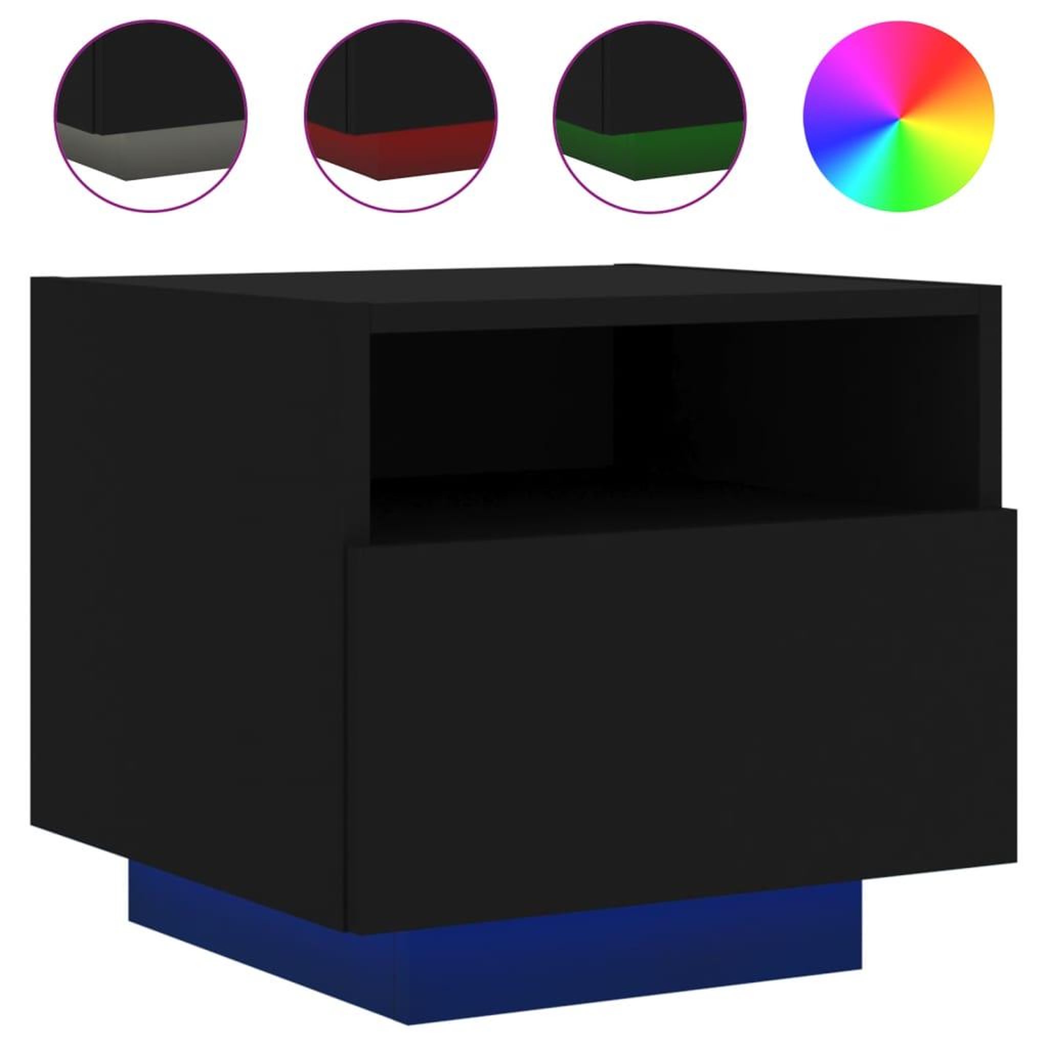 Voir la diapositive 5 : VIDAXL Armoires de chevet avec lumieres LED 2 pcs noir 40x39x37 cm