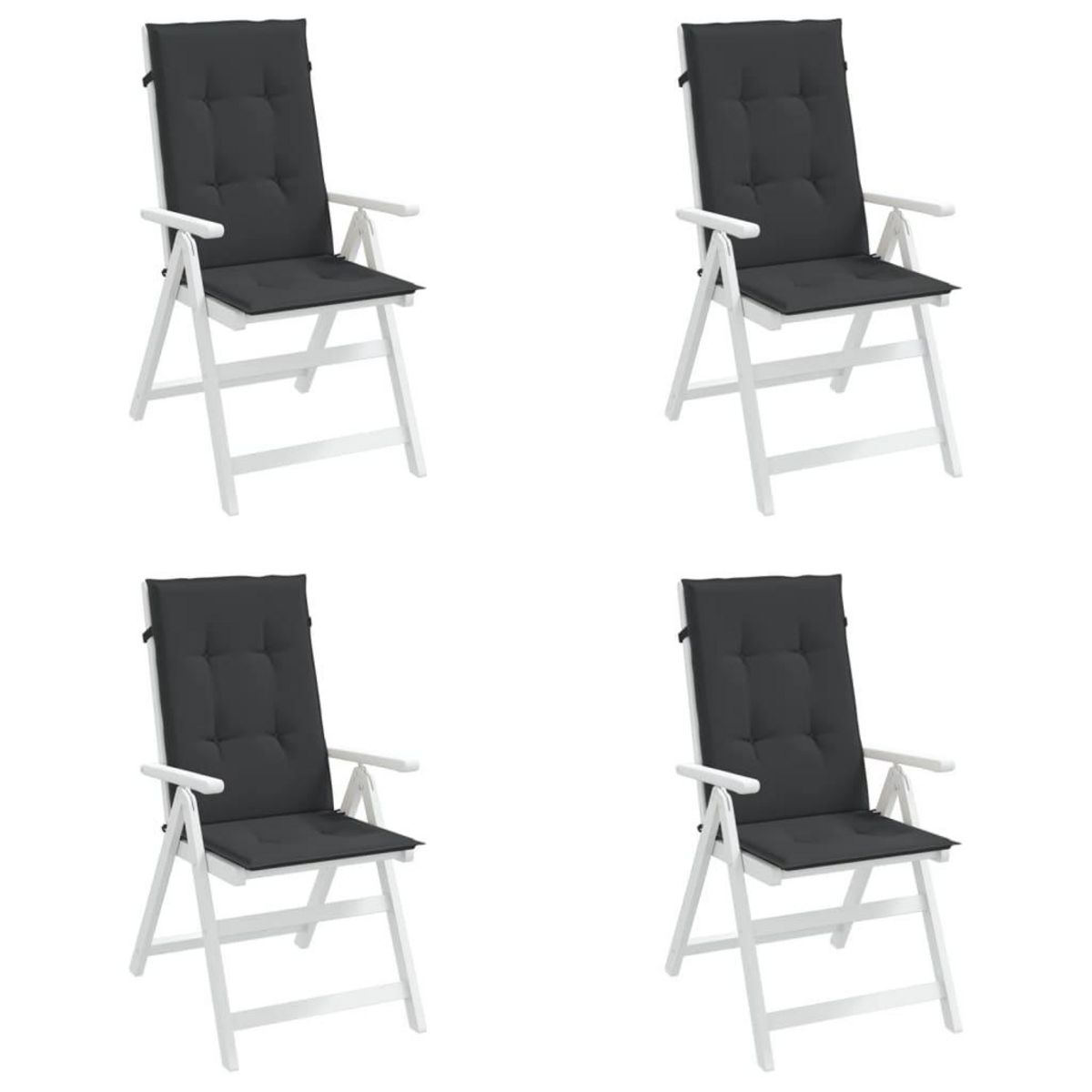 VIDAXL Coussins de chaise de jardin a dossier haut lot de 4 noir tissu