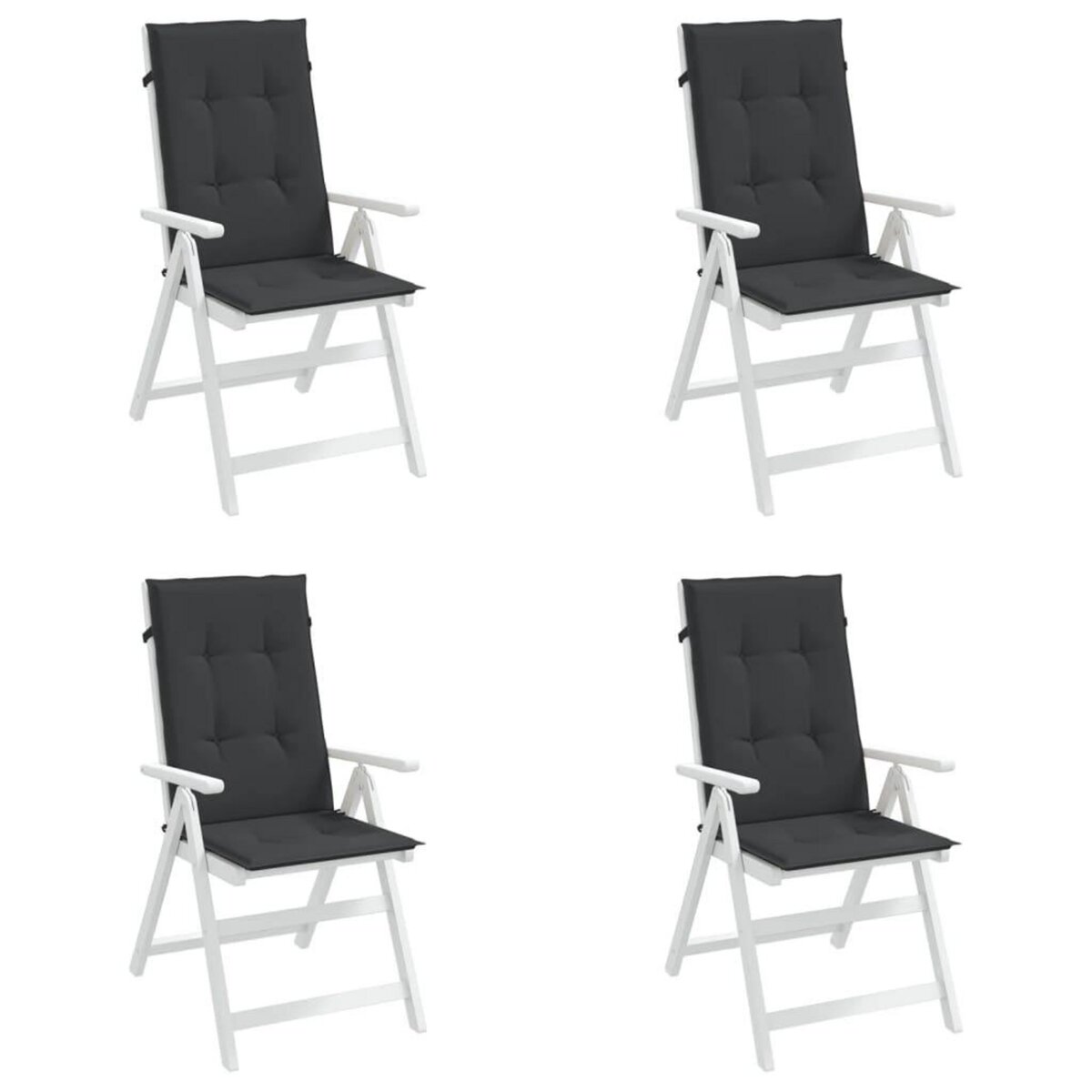 VIDAXL Coussins de chaise de jardin a dossier haut lot de 4 noir tissu