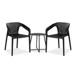 HomeStyle4U Ensemble salon de jardin Table et 2 chaises noir