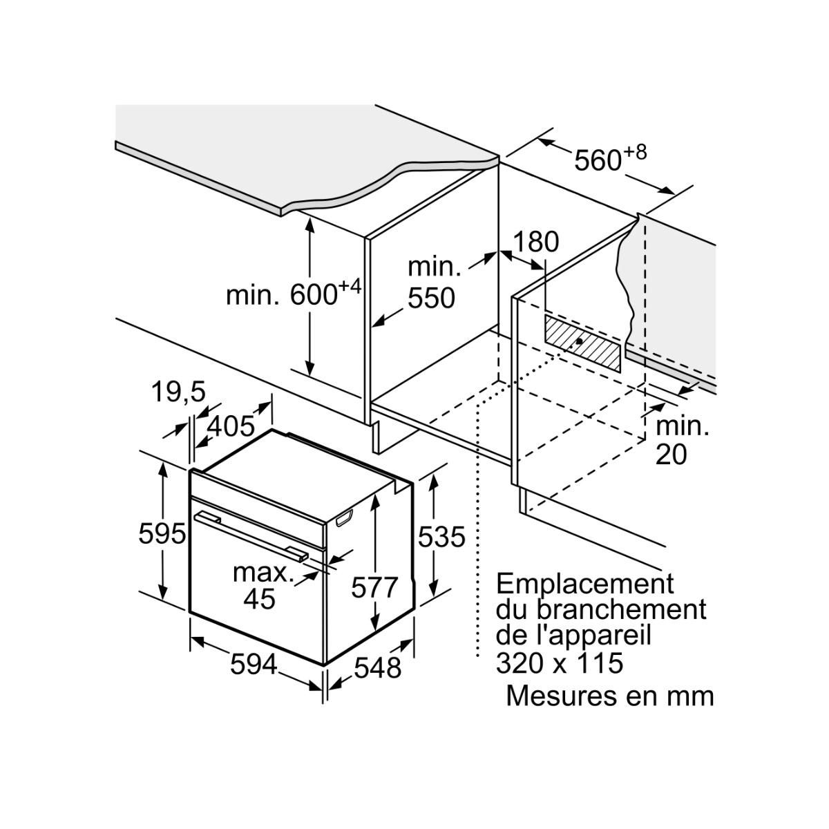BOSCH Four intégrable multifonction 71l 60cm a+ ecoclean noir - HBG7541B1