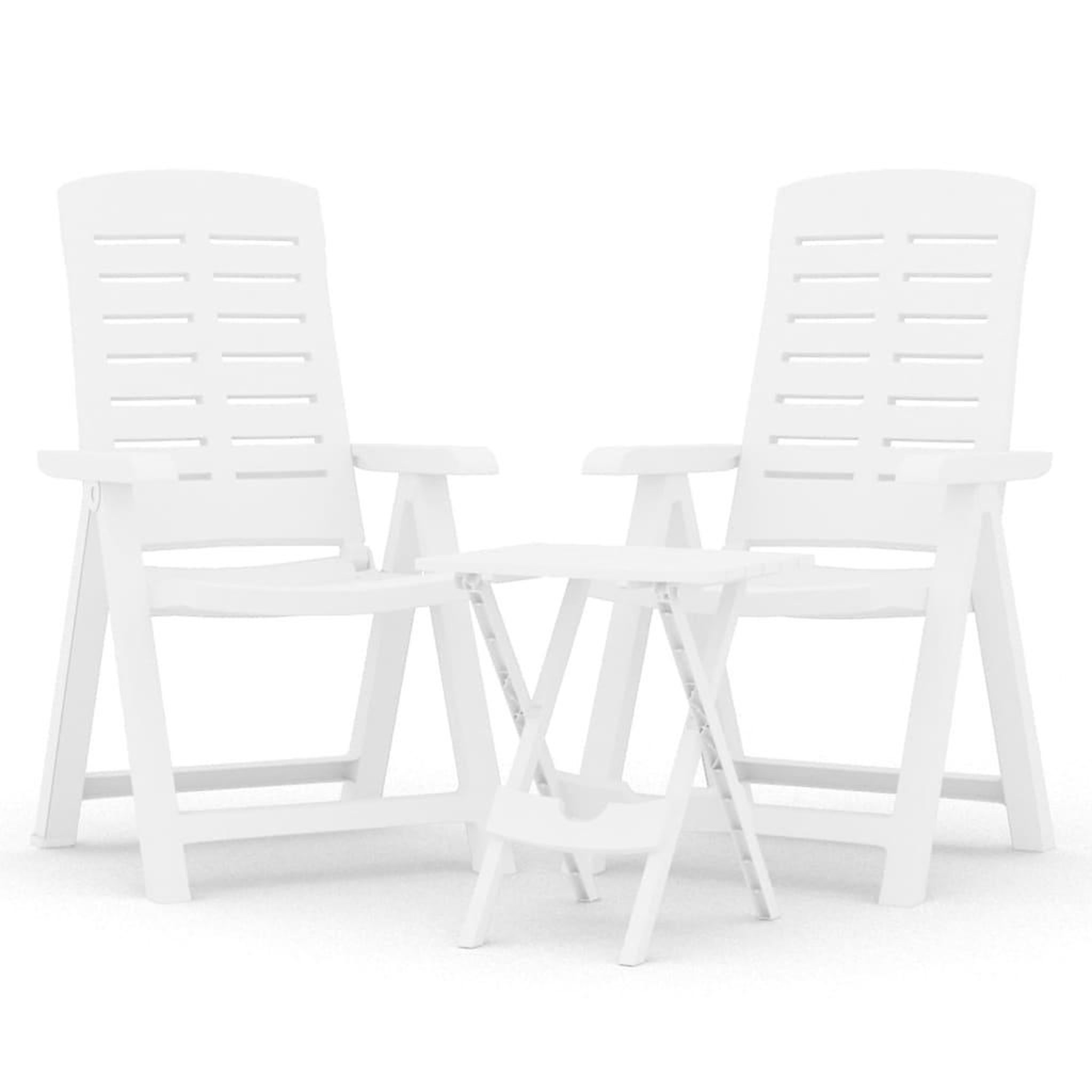 Voir la diapositive 2 : VIDAXL Ensemble a manger de jardin 3 pcs Blanc Polypropylene