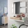Voir la diapositive 4 : VS VENTA-STOCK Meuble d'entrée Telma avec 1 tiroir et Miroir Blanc/Chêne, 75 cm Largeur