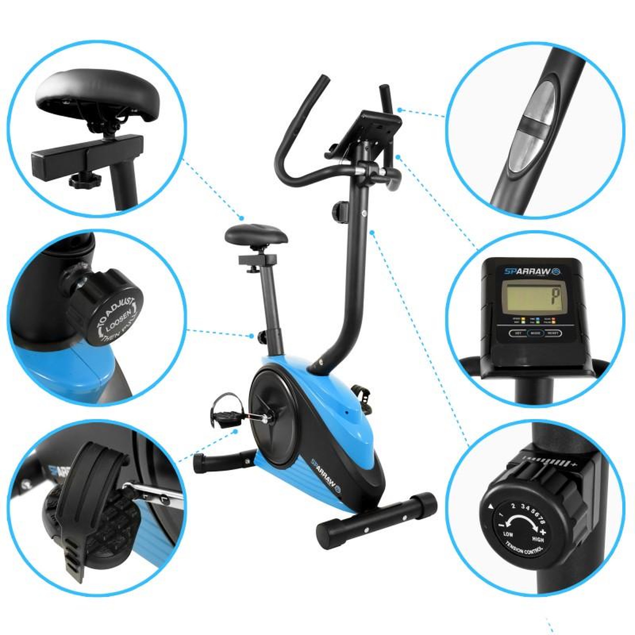 Voir la diapositive 4 : SPARRAW Vélo d'appartement CAMPO Roue d'inertie 3kg - 8 niveaux de résistance, Capteurs Pouls, Ecran d'entraînement, Réglable