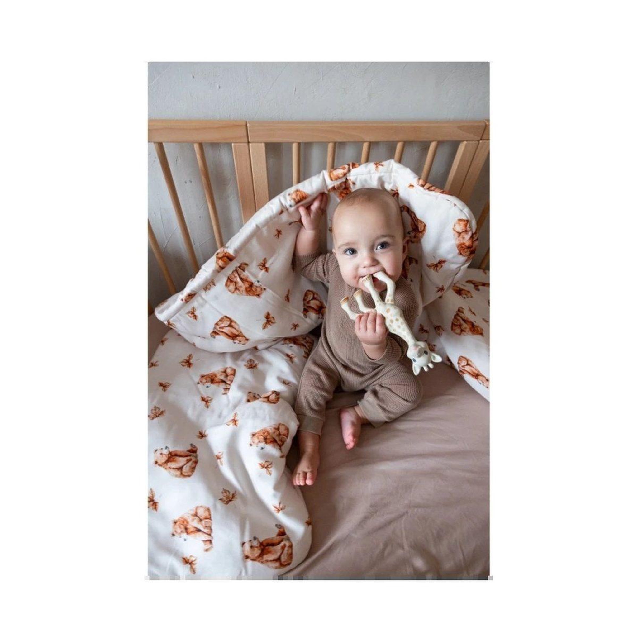 Voir la diapositive 3 : WALDIN Couette bébé 120 × 90 cm - motif oursons, blanc