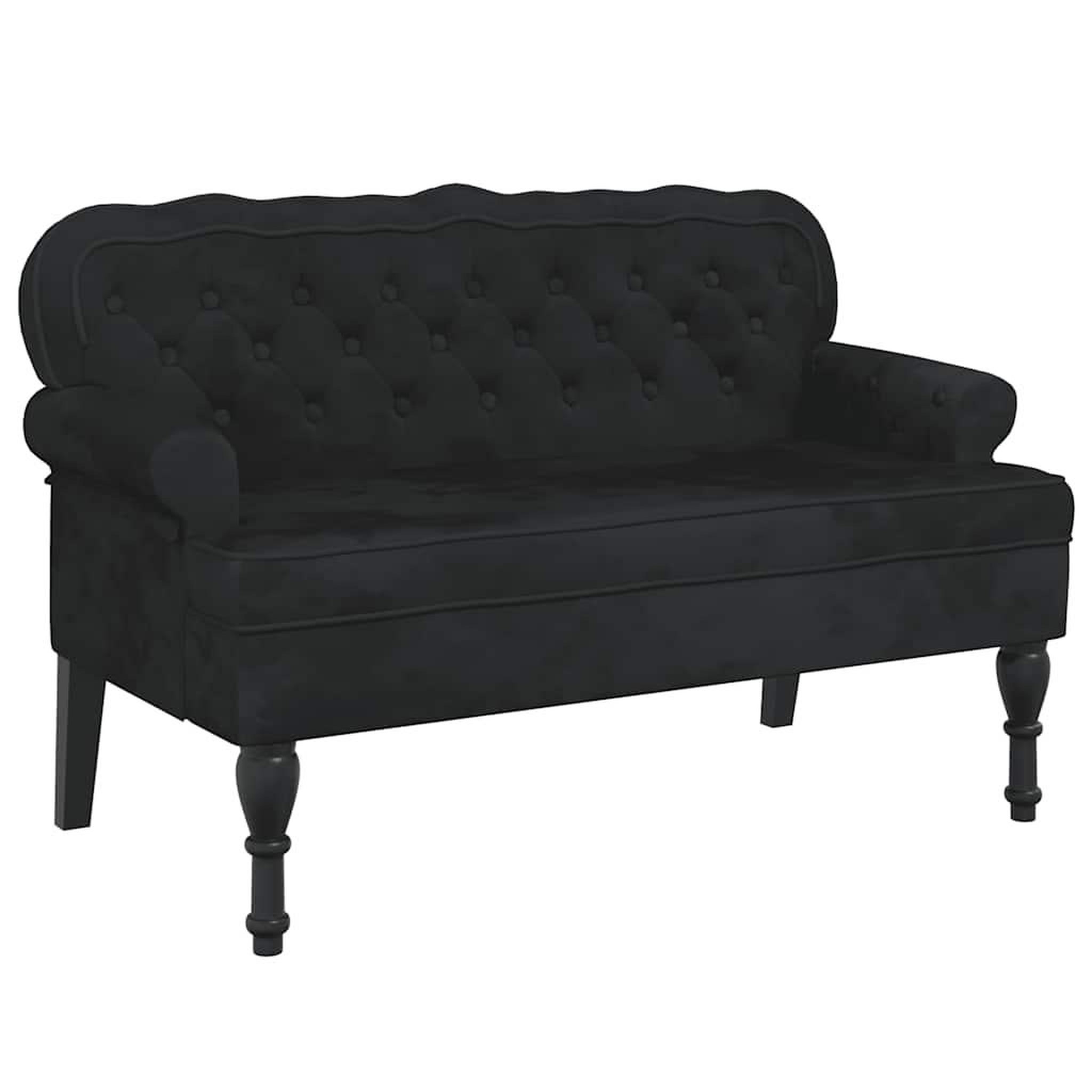 Voir la diapositive 2 : VIDAXL Banc avec dossier noir 119,5x64,5x75 cm velours