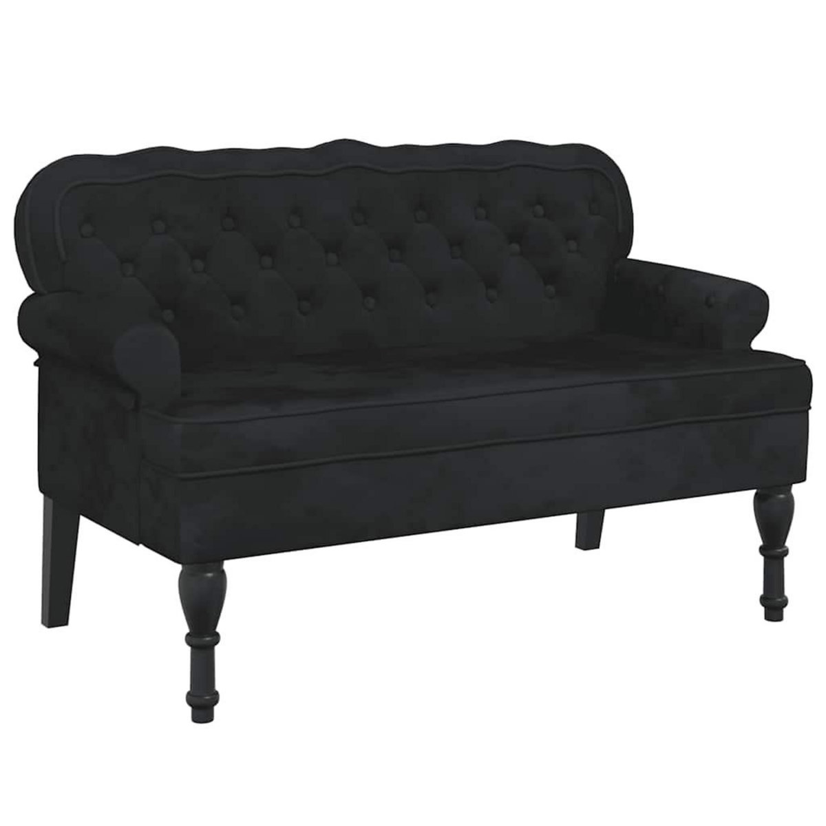 VIDAXL Banc avec dossier noir 119,5x64,5x75 cm velours