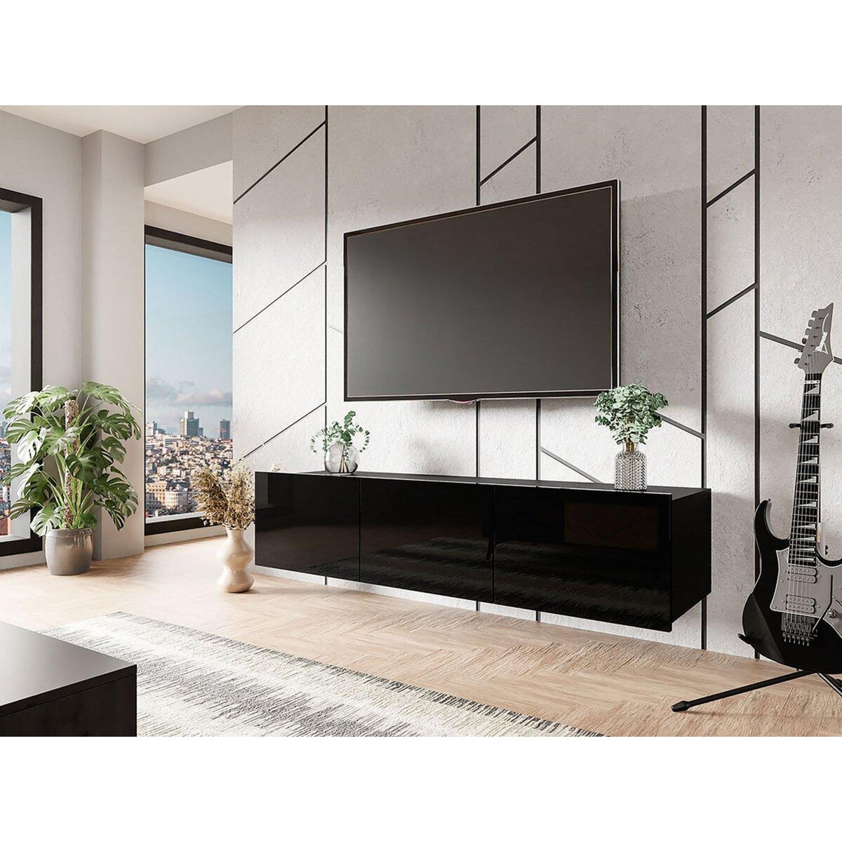 Habitat et Jardin Meuble TV  Bralani 150  - 150 x 43 x 37 cm - Noir