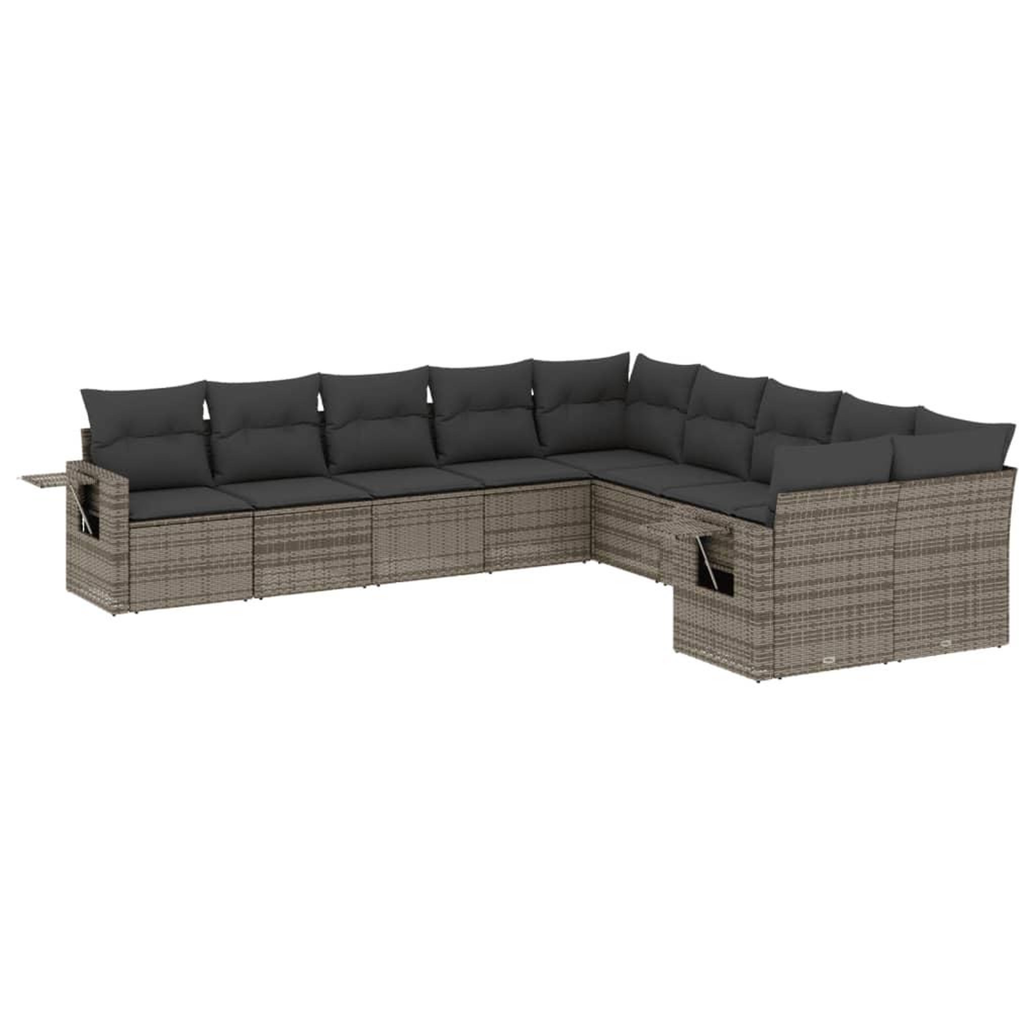 Voir la diapositive 2 : VIDAXL Salon de jardin avec coussins 10 pcs gris resine tressee