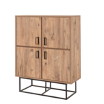 CONCEPT USINE Buffet industriel en bois et métal - 4 portes - 8 rangements BRESOV