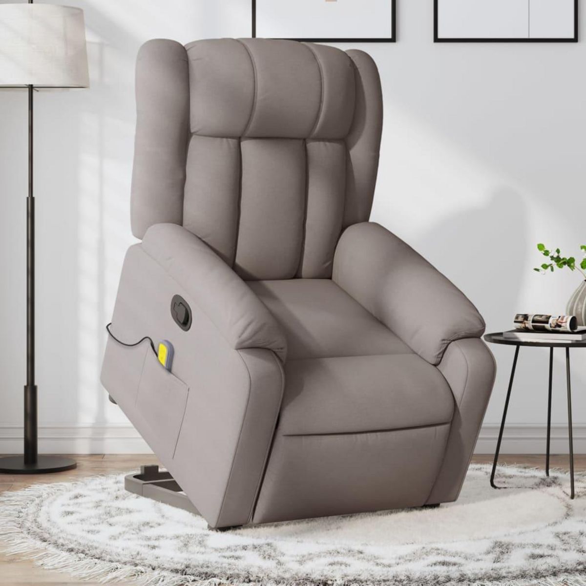 VIDAXL Fauteuil inclinable de massage Taupe Tissu