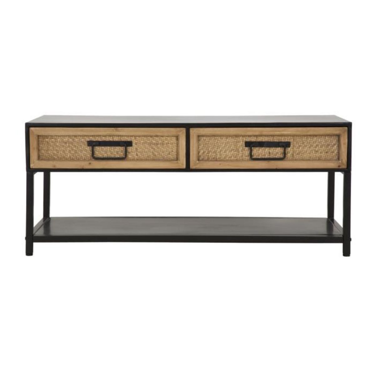 Paris Prix Meuble TV 2 Tiroirs  Hanoï  95cm Naturel & Noir