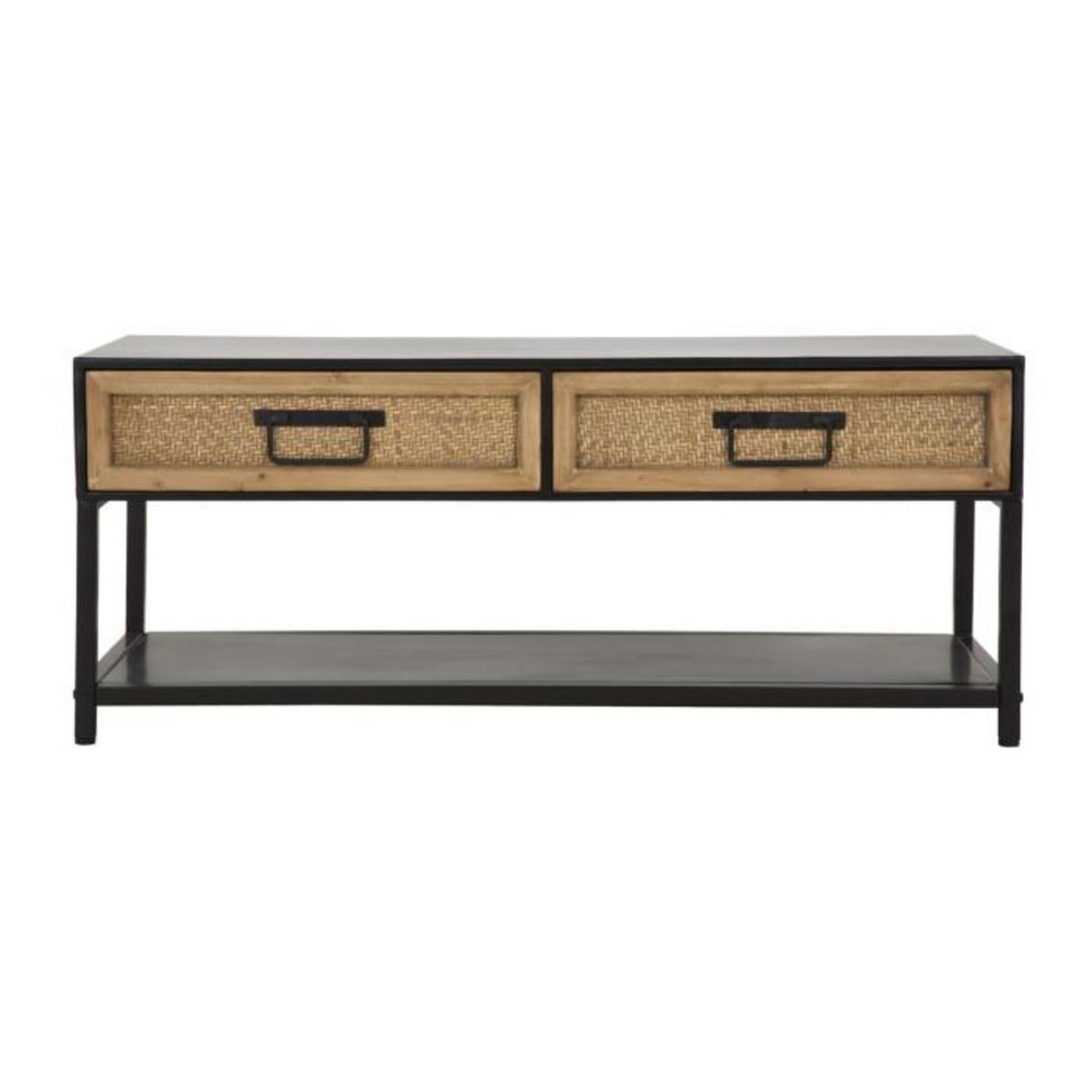 Paris Prix Meuble TV 2 Tiroirs  Hanoï  95cm Naturel & Noir