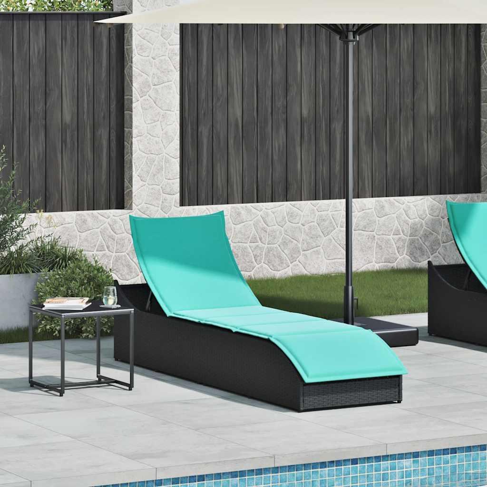 Voir la diapositive 2 : VIDAXL Chaise longue pliante coussin et rangement noir resine tressee