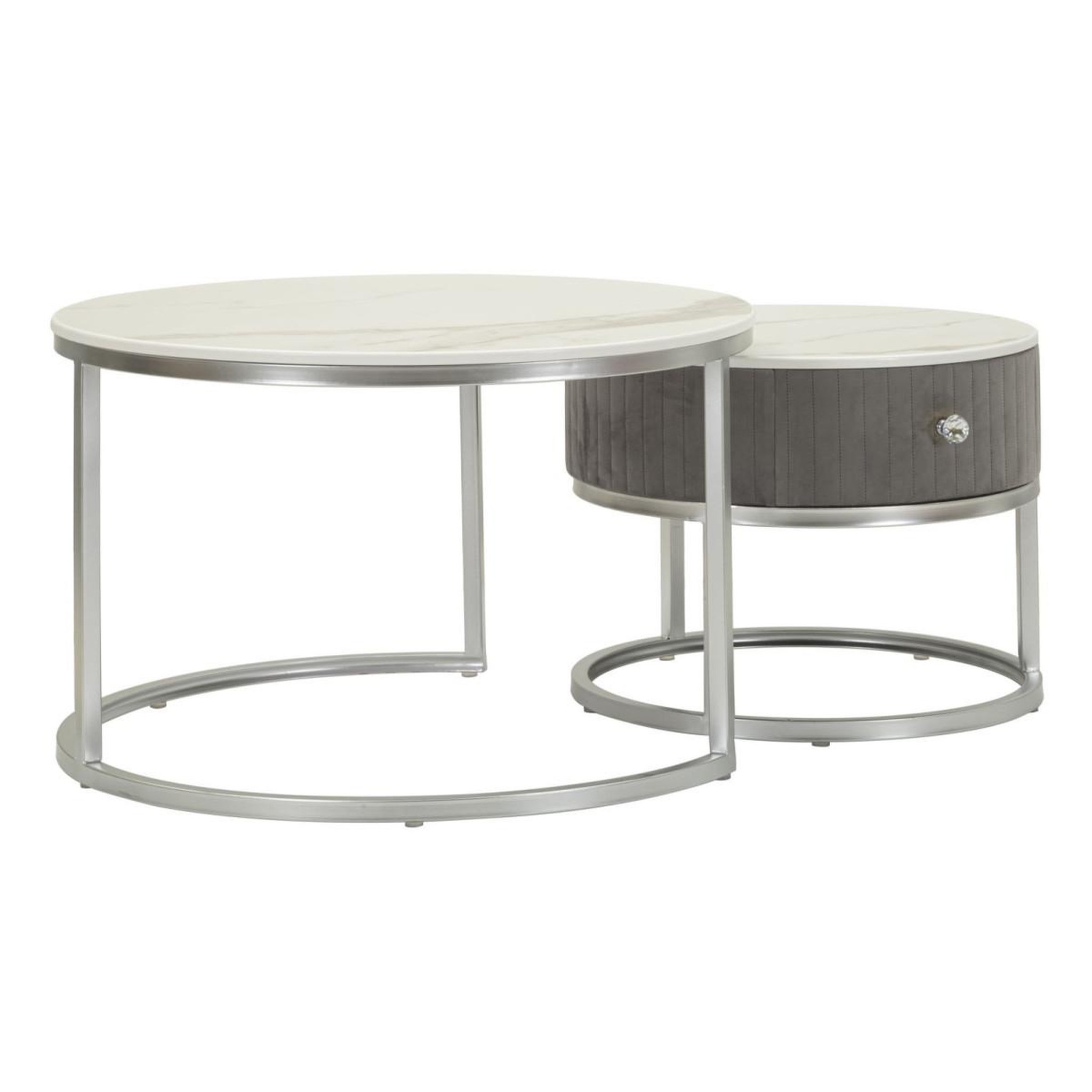 Paris Prix Lot de 2 tables basses  votix  70cm gris & argent