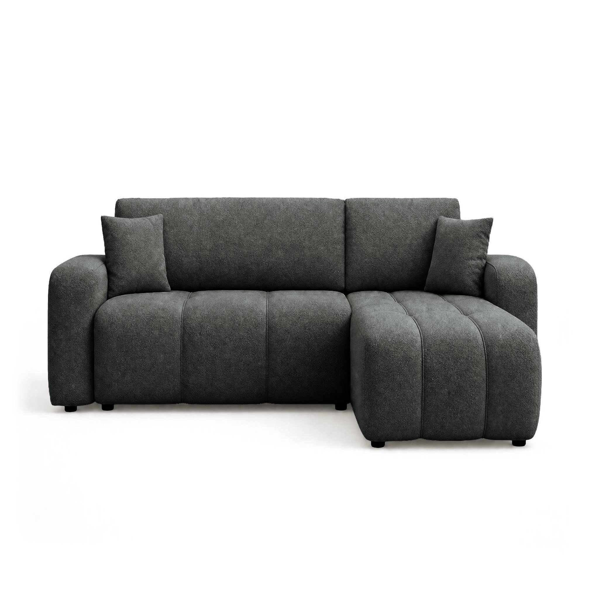 Voir la diapositive 1 : BEST MOBILIER Nicole - canapé d'angle réversible 4 places convertible avec coffre en tissu