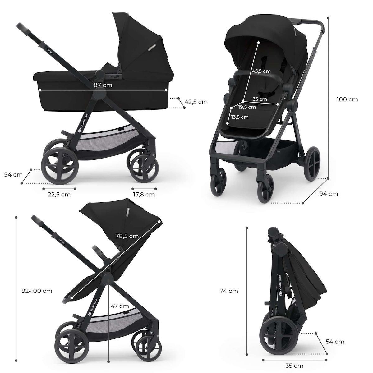 KINDERKRAFT Poussette trio newly pratique et confortable
