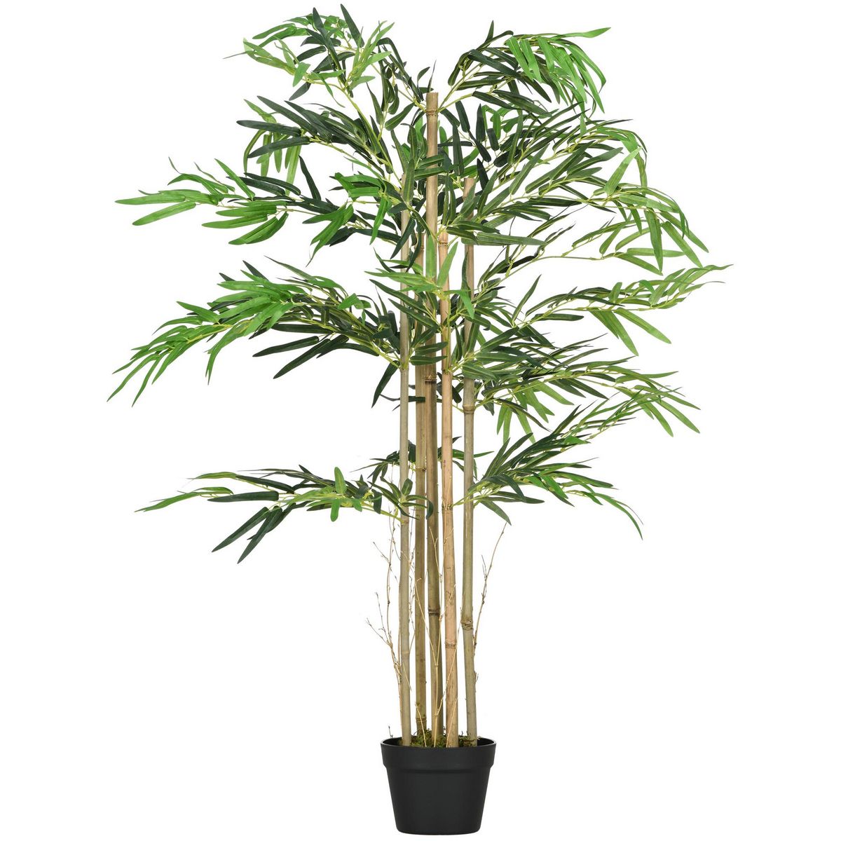 OUTSUNNY Bambou artificiel 4 pieds H. 1,15 m 730 feuilles denses réalistes pot inclus noir vert