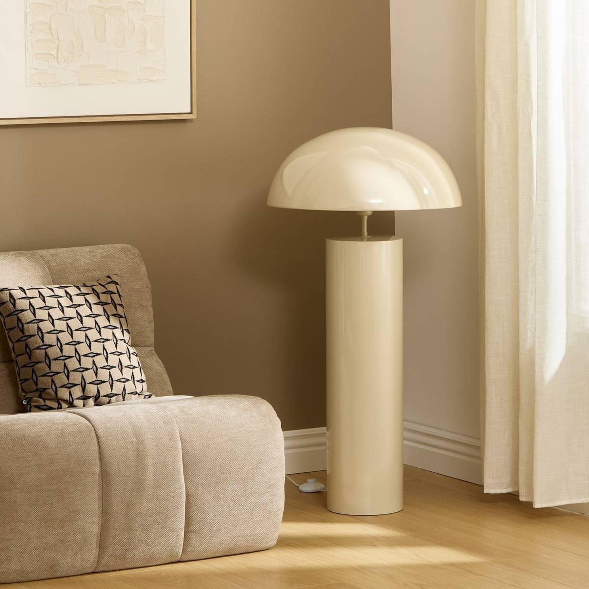 Voir la diapositive 6 : ATMOSPHERA Lampadaire Champignon en Métal  Ulysse  97cm Argile