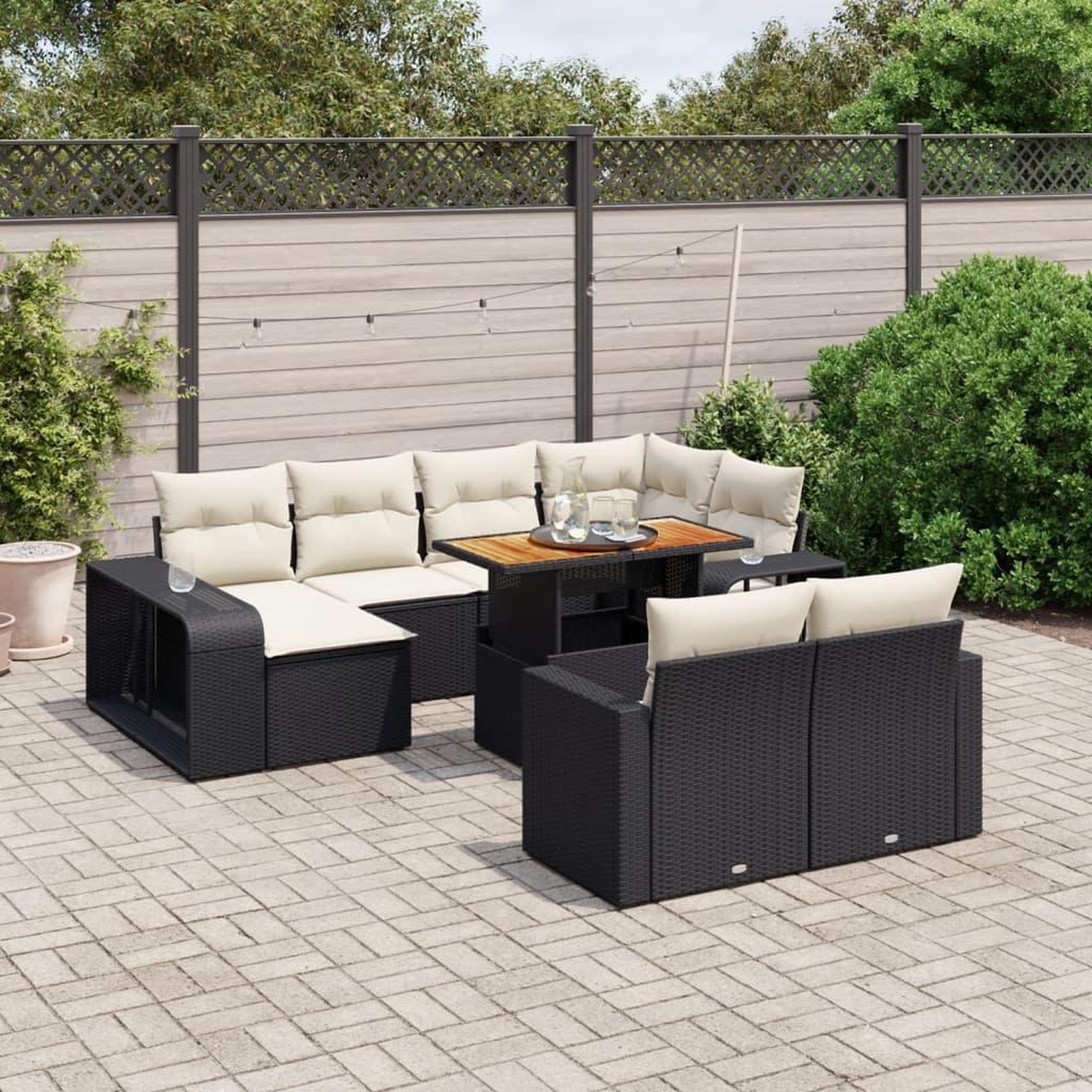 VIDAXL Salon de jardin 11 pcs avec coussins noir resine tressee