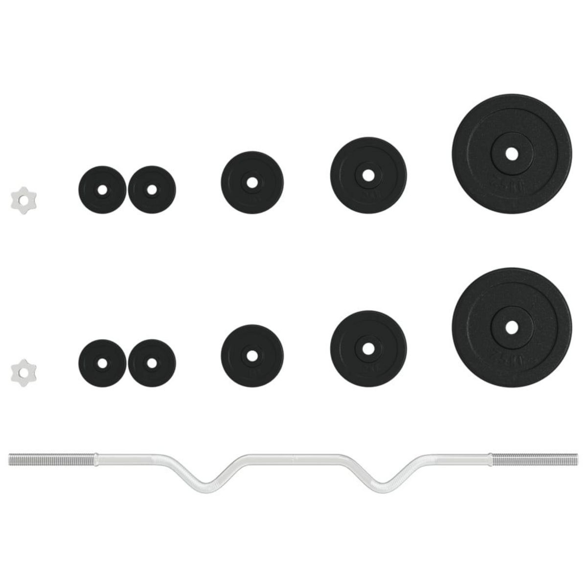 VIDAXL Ensemble d'halteres avec plaques 30 kg fonte et acier chrome