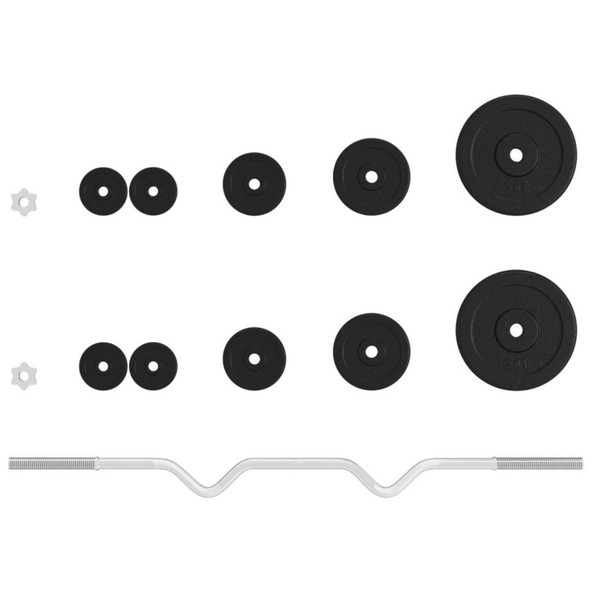 VIDAXL Ensemble d'halteres avec plaques 30 kg fonte et acier chrome