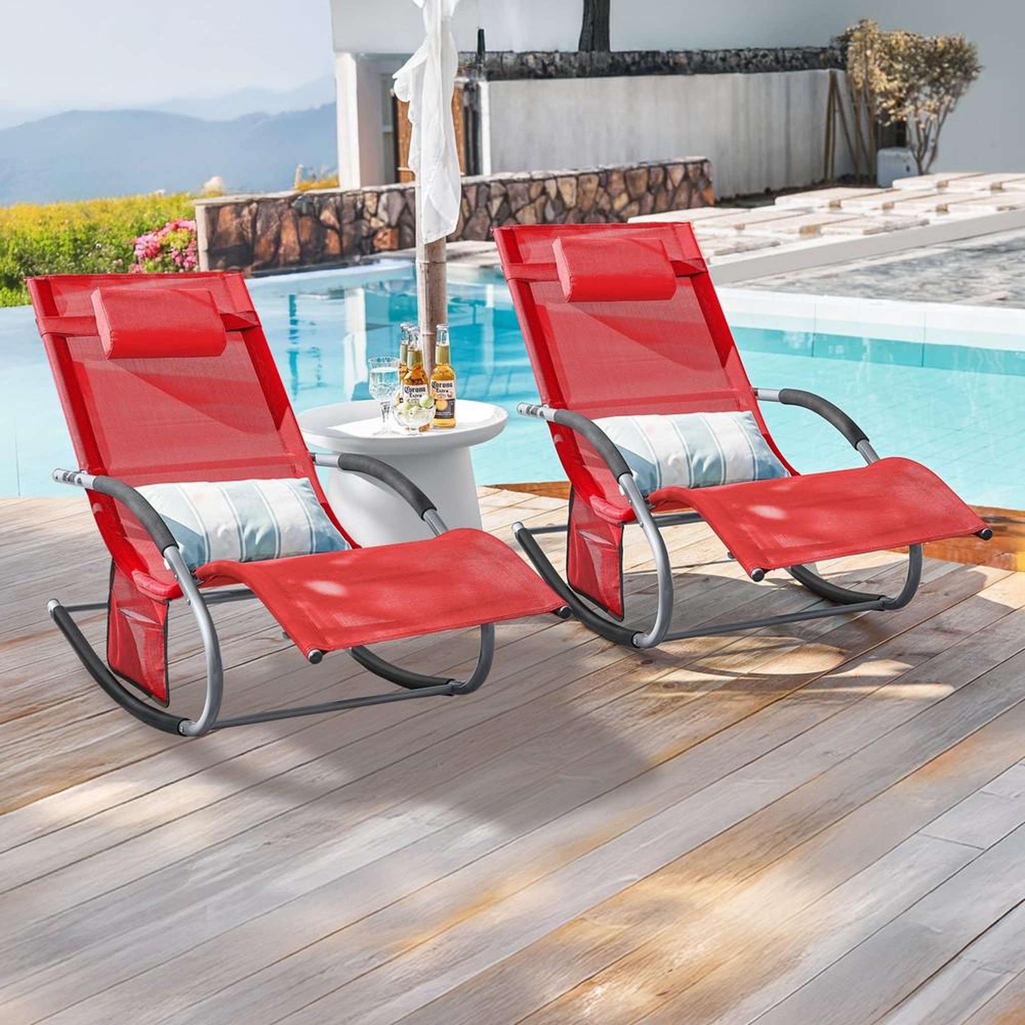 Voir la diapositive 2 : SOBUY SoBuy - Lot de 2 chaises à bascule pour jardin - Moderne - OGS28X2
