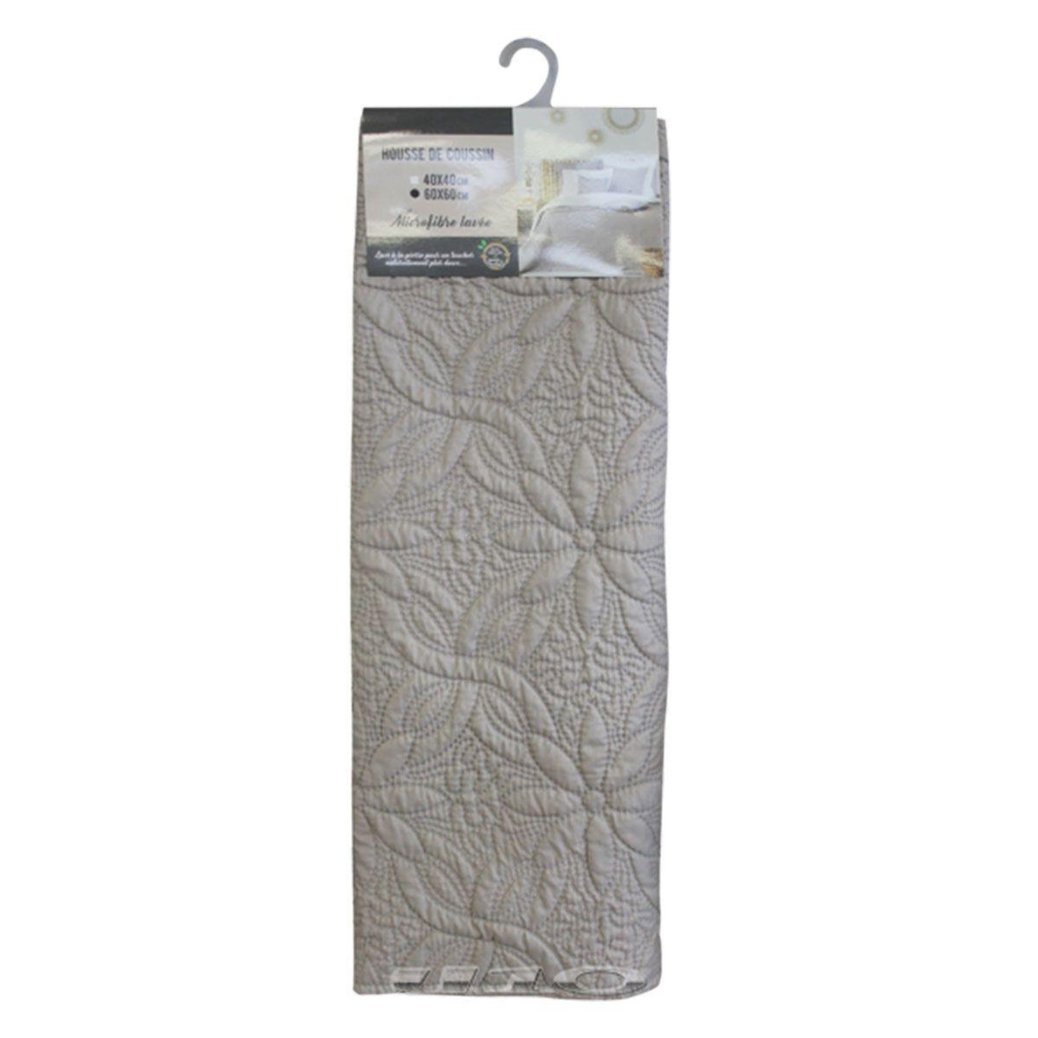 Voir la diapositive 2 : Douceur d'Intérieur Housse de coussin  florette  60x60cm taupe