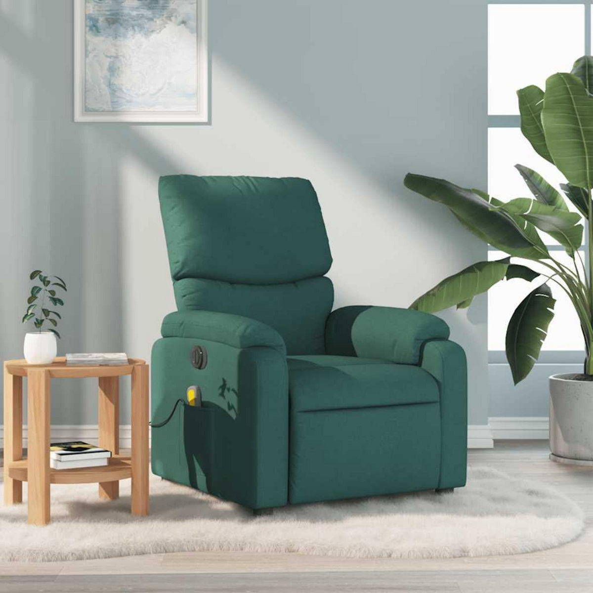 VIDAXL Fauteuil de massage inclinable Vert fonce Tissu