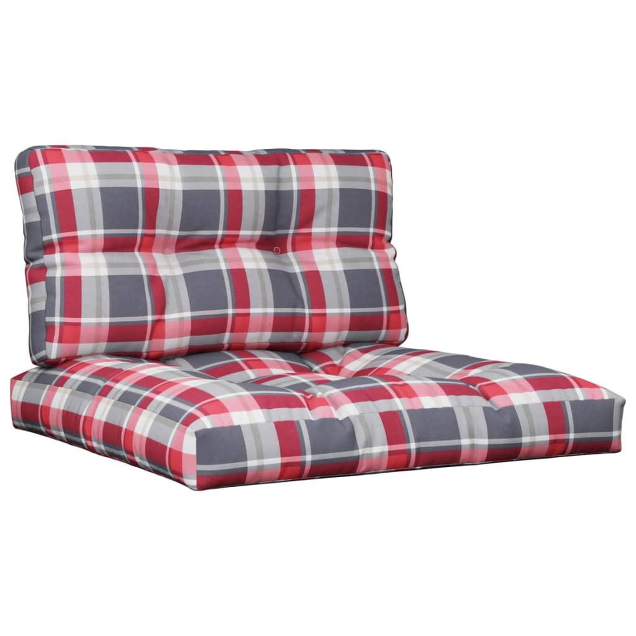 Voir la diapositive 2 : VIDAXL Coussins de palette lot de 2 motif a carreaux rouge tissu