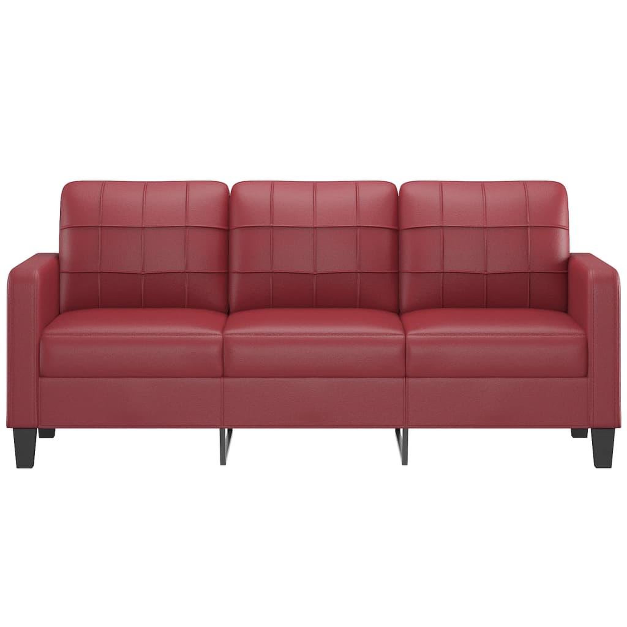 Voir la diapositive 3 : VIDAXL Canape a 3 places Rouge bordeaux 180 cm Similicuir