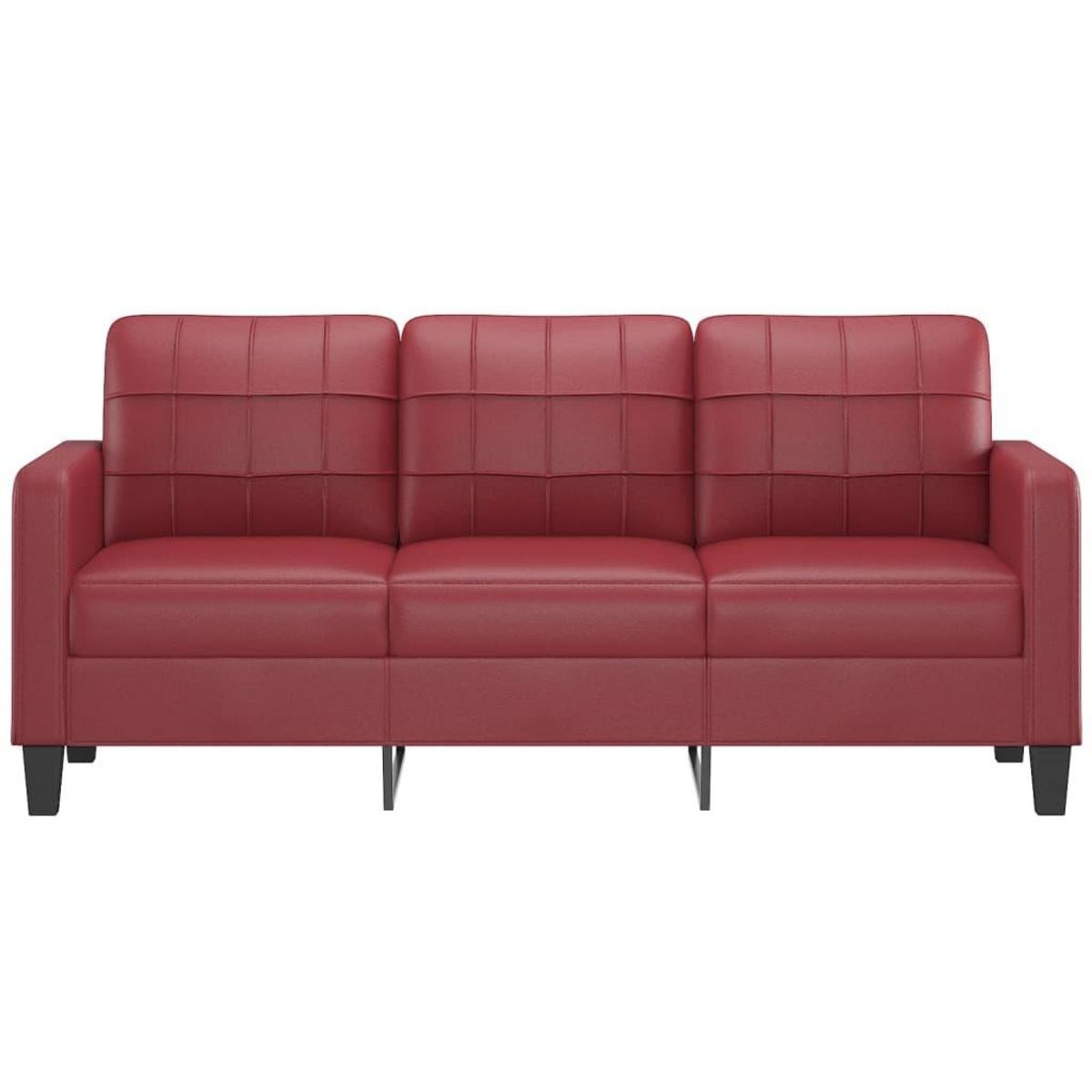 VIDAXL Canape a 3 places Rouge bordeaux 180 cm Similicuir
