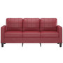 Voir la diapositive 3 : VIDAXL Canape a 3 places Rouge bordeaux 180 cm Similicuir