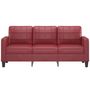 Voir la diapositive 3 : VIDAXL Canape a 3 places Rouge bordeaux 180 cm Similicuir