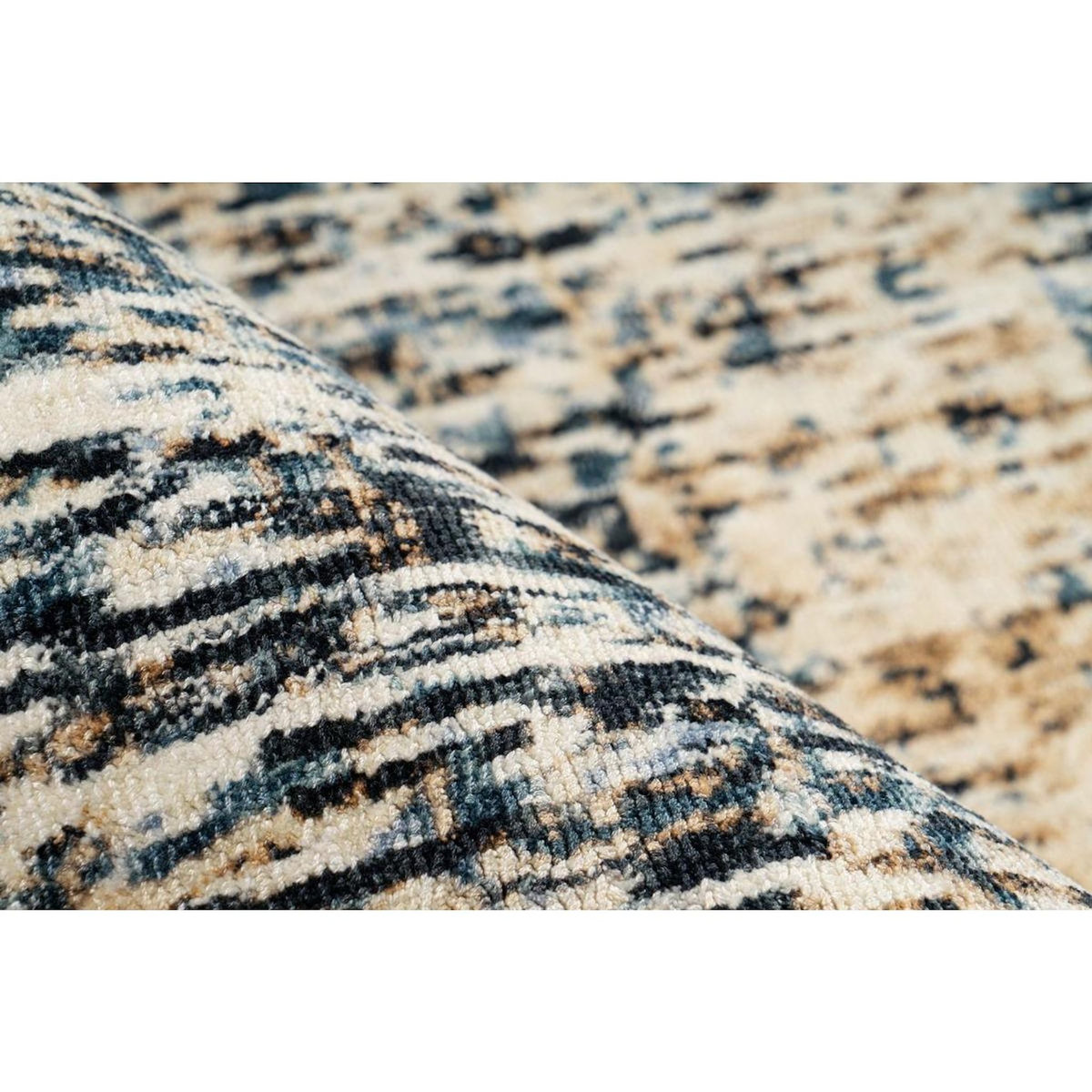 Paris Prix Tapis Tissé à Poils Courts  Puerto  Bleu & Beige