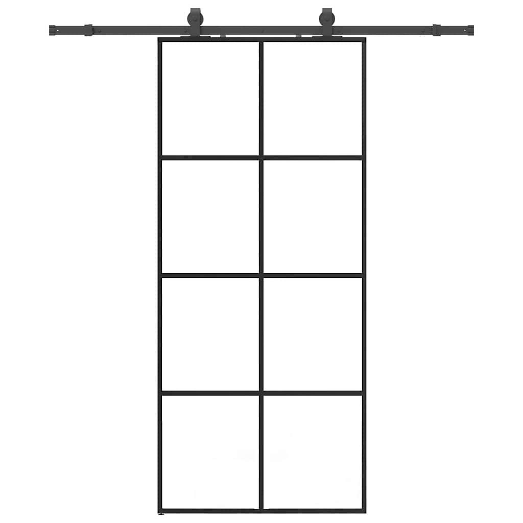 Voir la diapositive 2 : VIDAXL Porte coulissante kit de quincaillerie noir 90x205 cm verre ESG