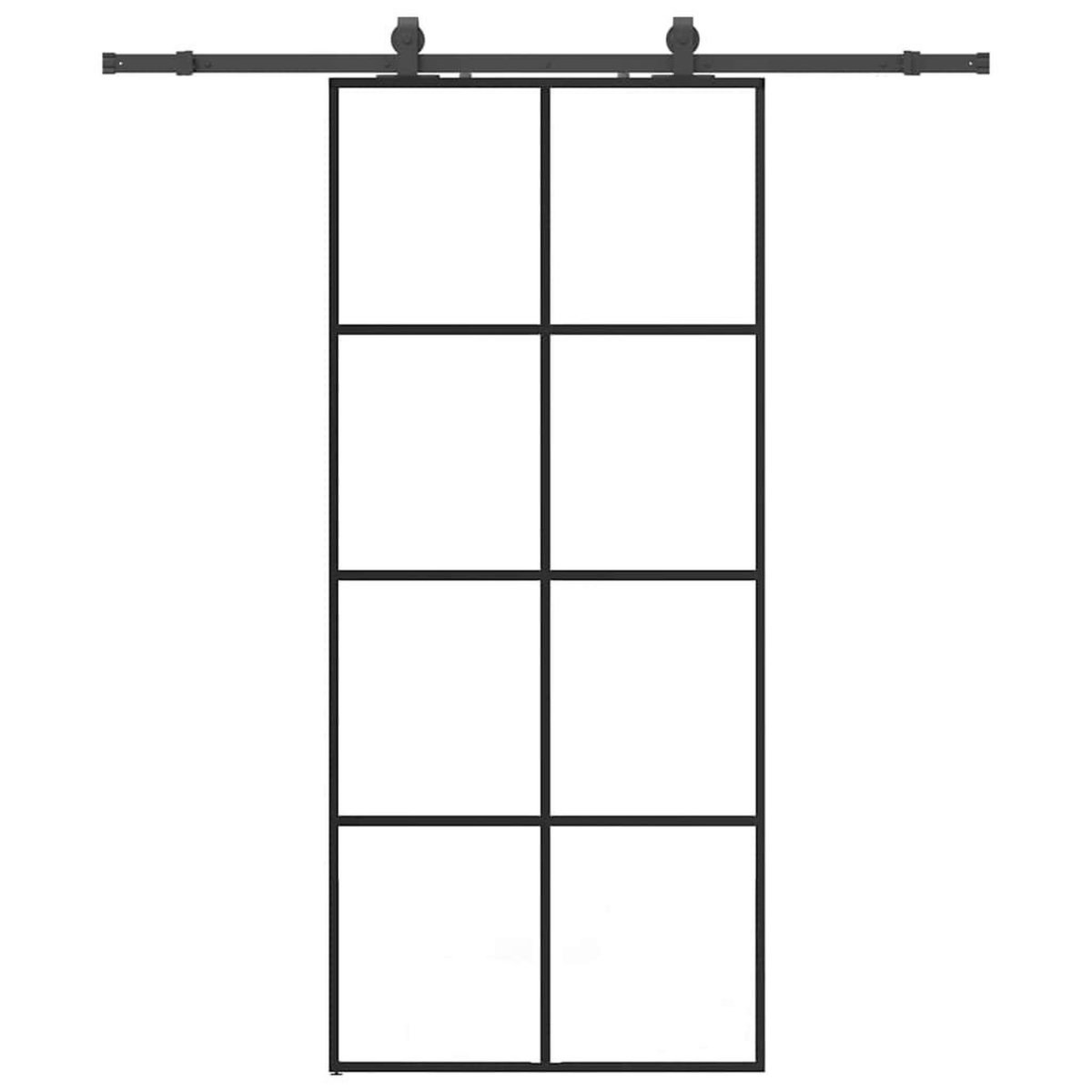 VIDAXL Porte coulissante kit de quincaillerie noir 90x205 cm verre ESG