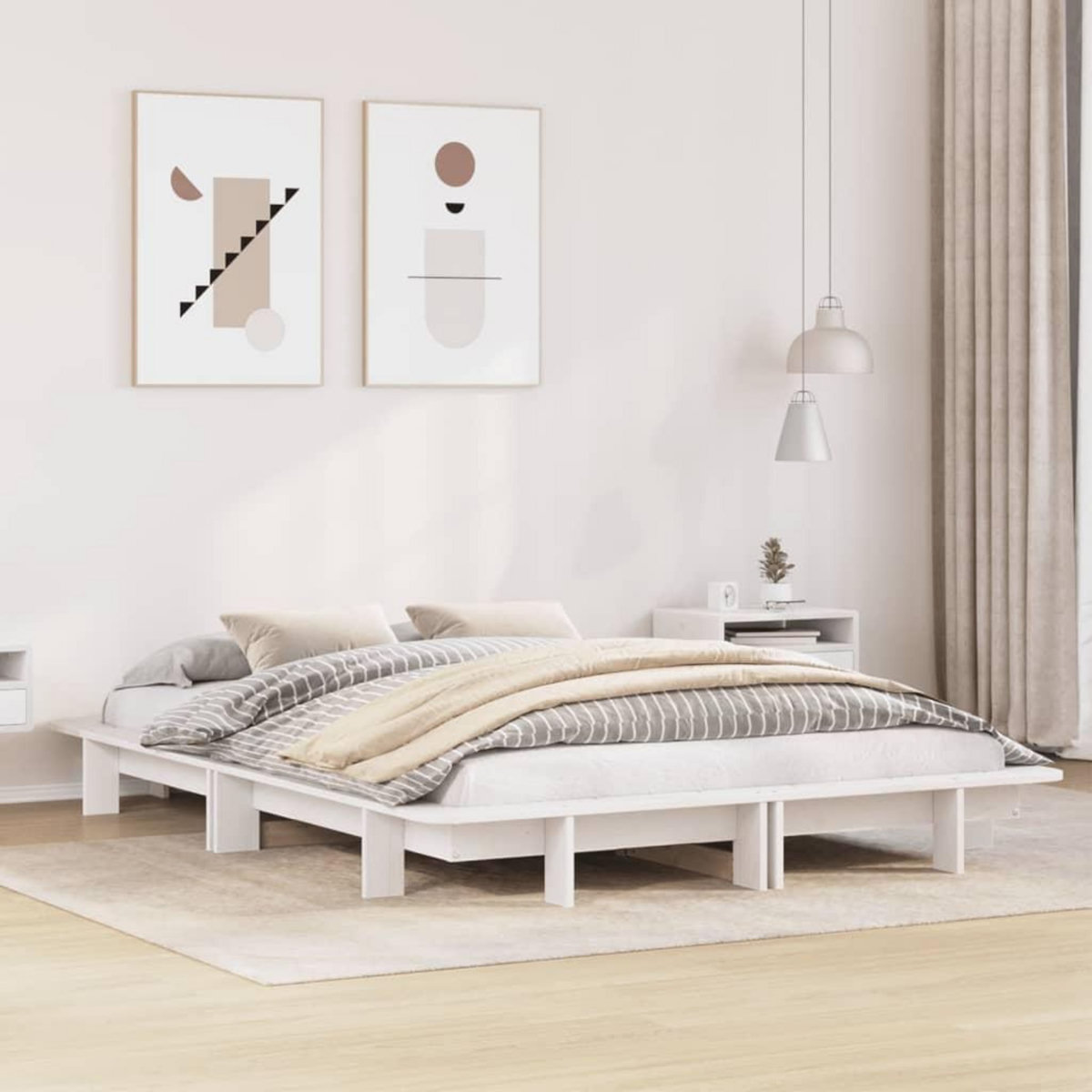 VIDAXL Cadre de lit sans matelas blanc 150x200 cm bois de pin massif