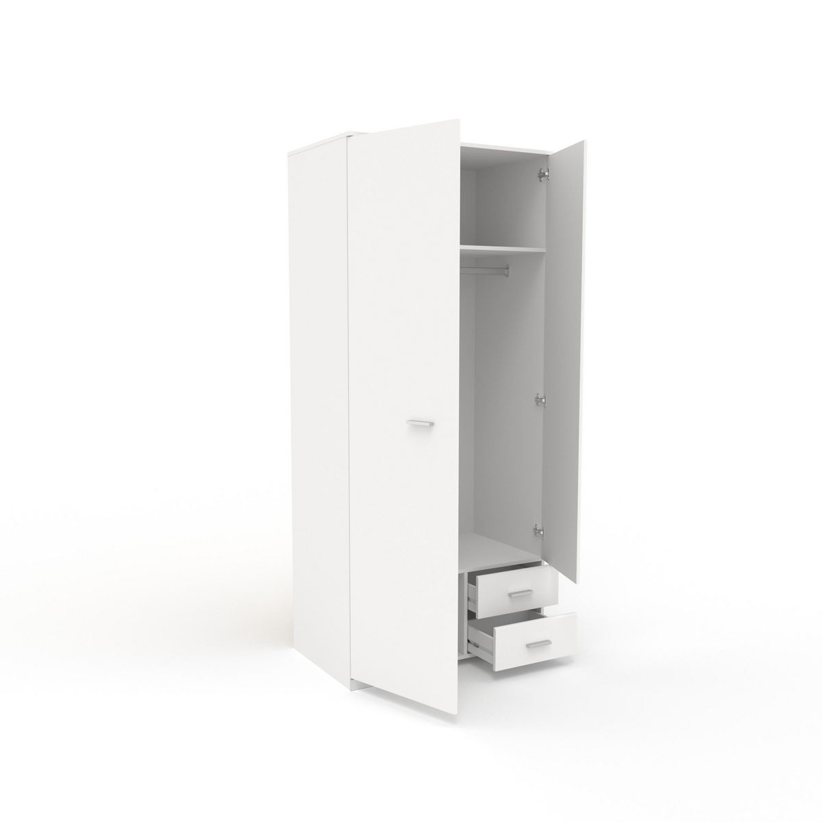 Armoire 2 portes 1 miroir 2 tiroirs L90cm FLAVIE